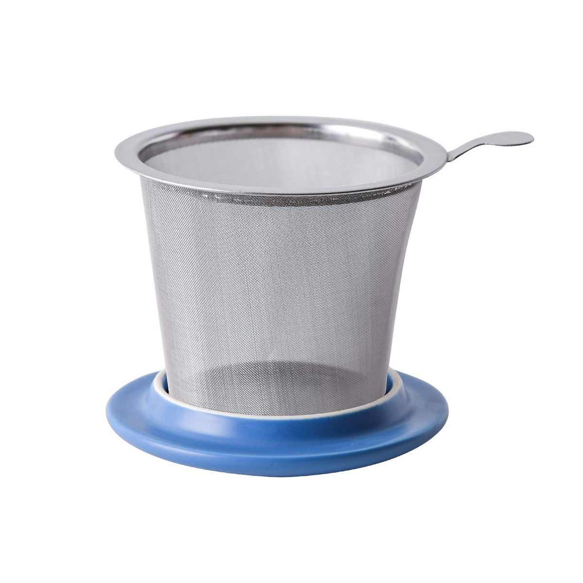 12 OZ Matte Blue Ceramics Teacup with Infuser and Lid