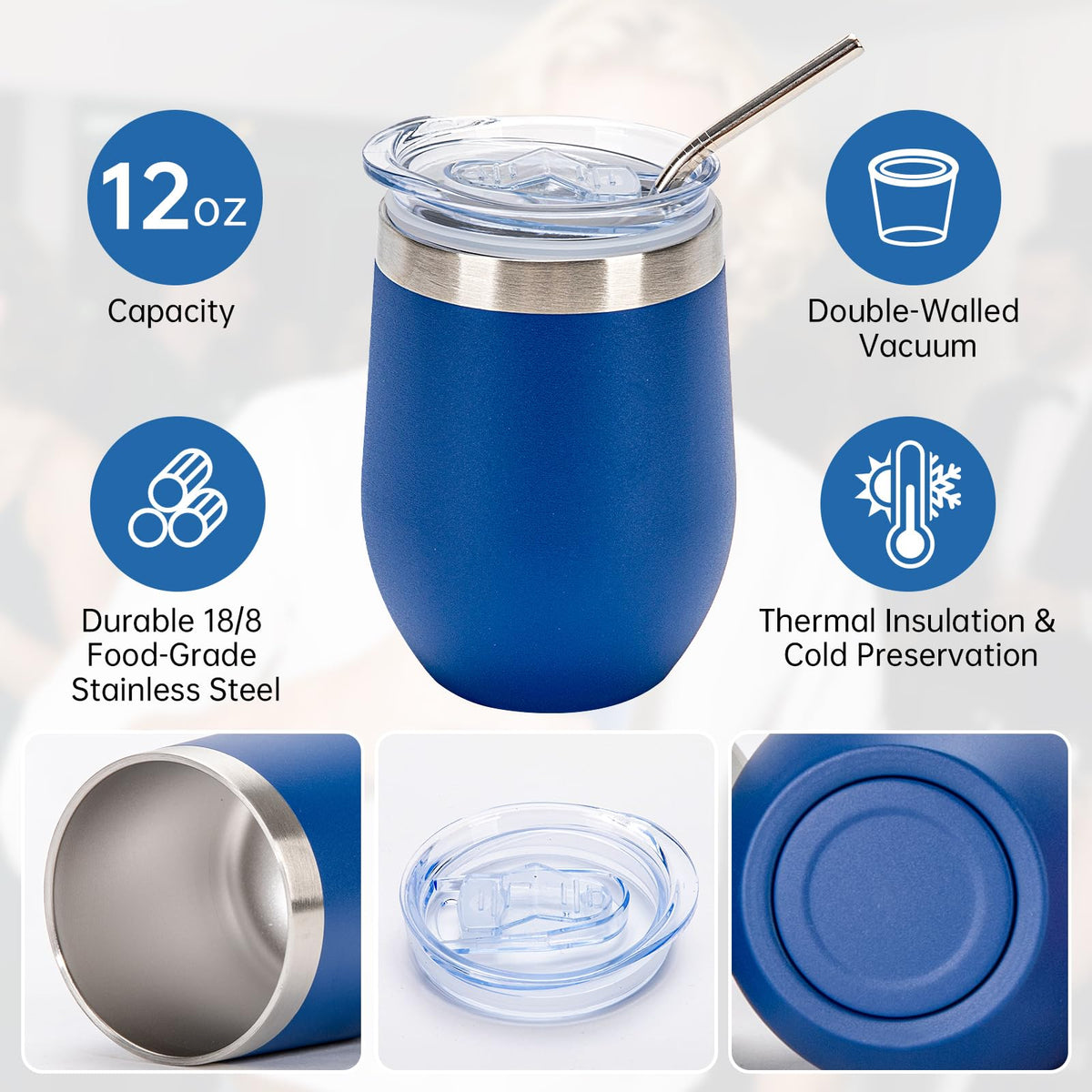32Pack 12oz Stainless Steel Wine Bulk Tumblers with Lids and Straws (32 Count)