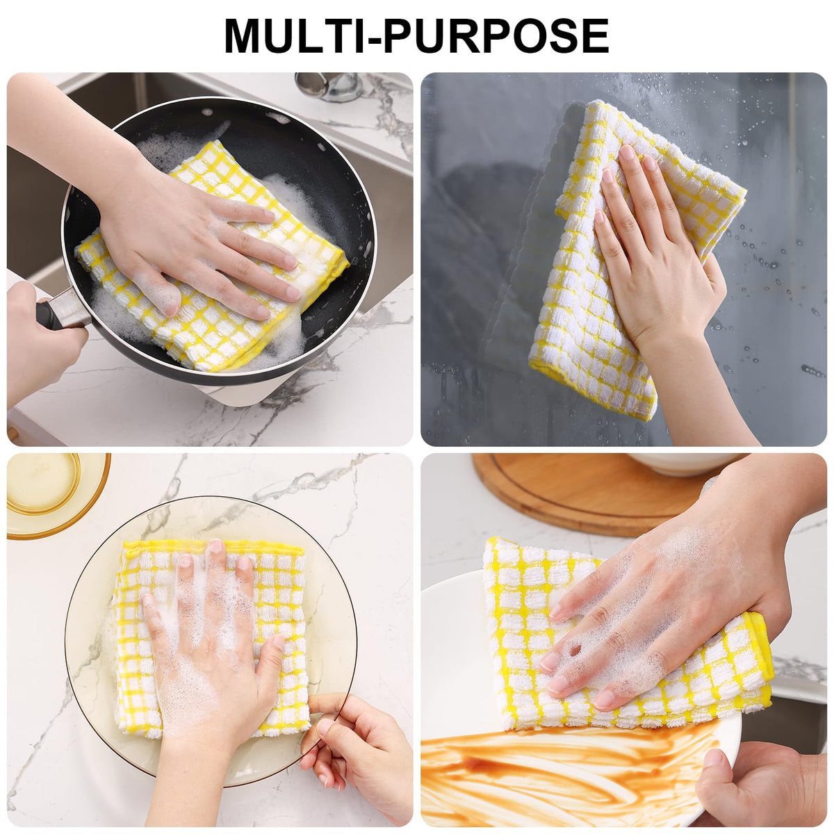 Cotton 16 Pack Kitchen Towels and Dishcloths Sets (16 Count)
