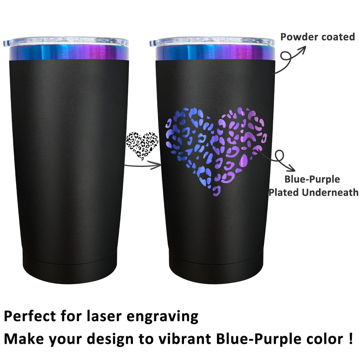 20 oz Tumbler Bulk Stainless Steel Tumblers with Lids and Straws Black (8 Count)