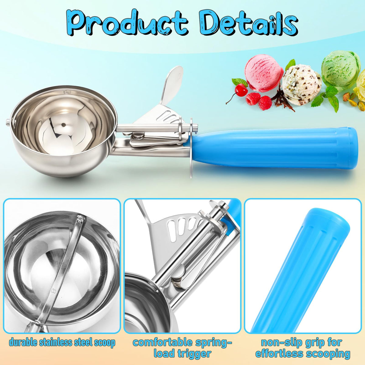 2 Pcs Ice Cream Scooper with Trigger (2 Count)
