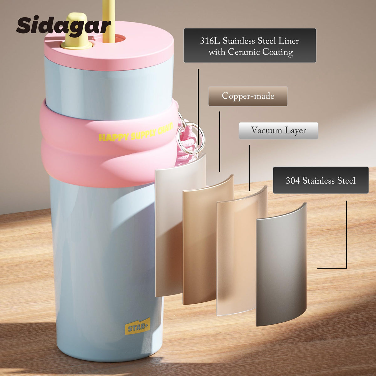24 oz Stainless Steel Tumbler with Lid and Straw