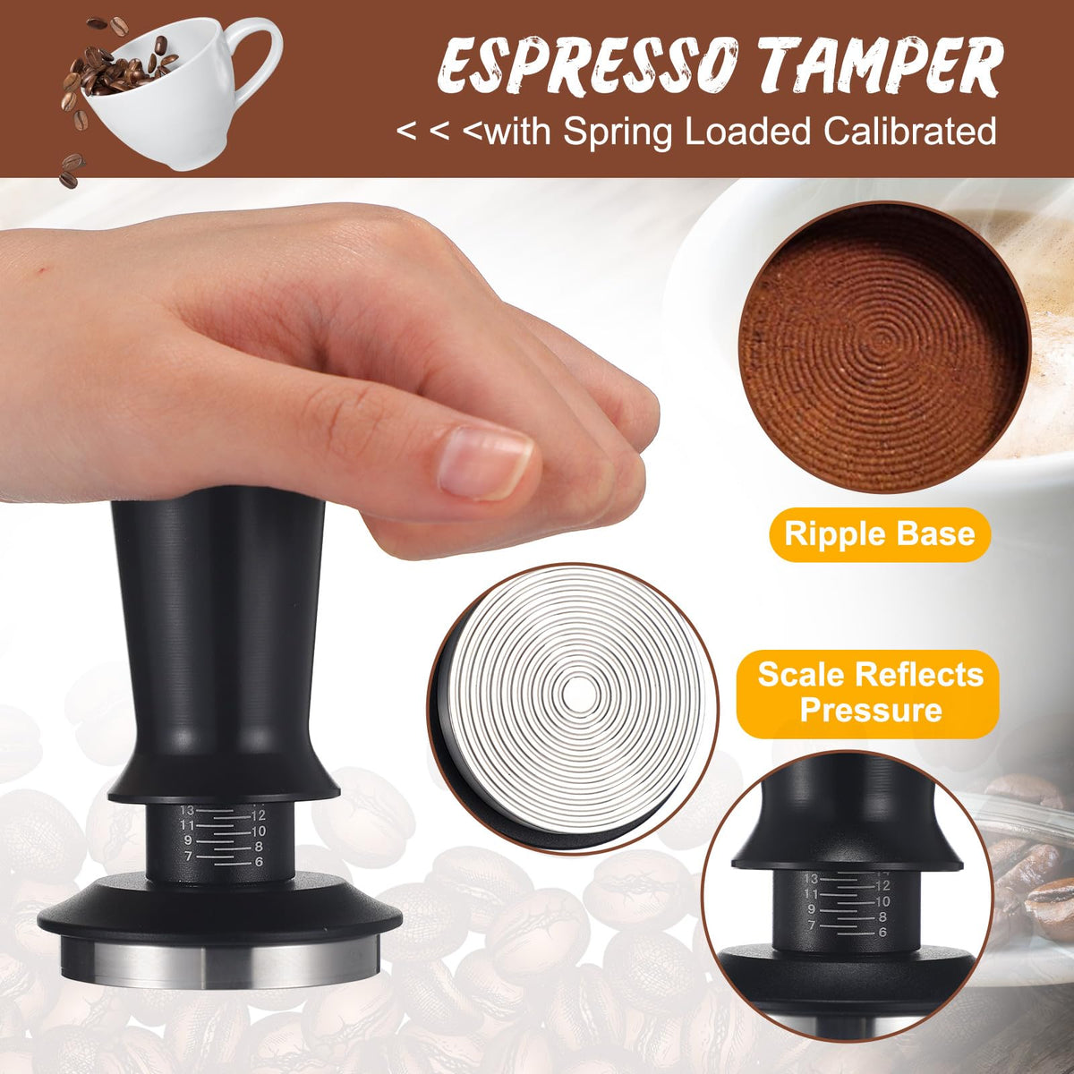 13 Pcs Espresso Accessories Set 51mm Tamper WDT Espresso Distribution TOOL Kit Frothing Pitcher (13 Count)