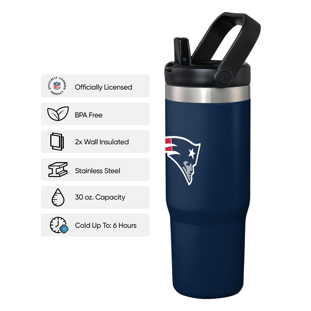 New England Patriots NFL 30 oz Straw Tumbler