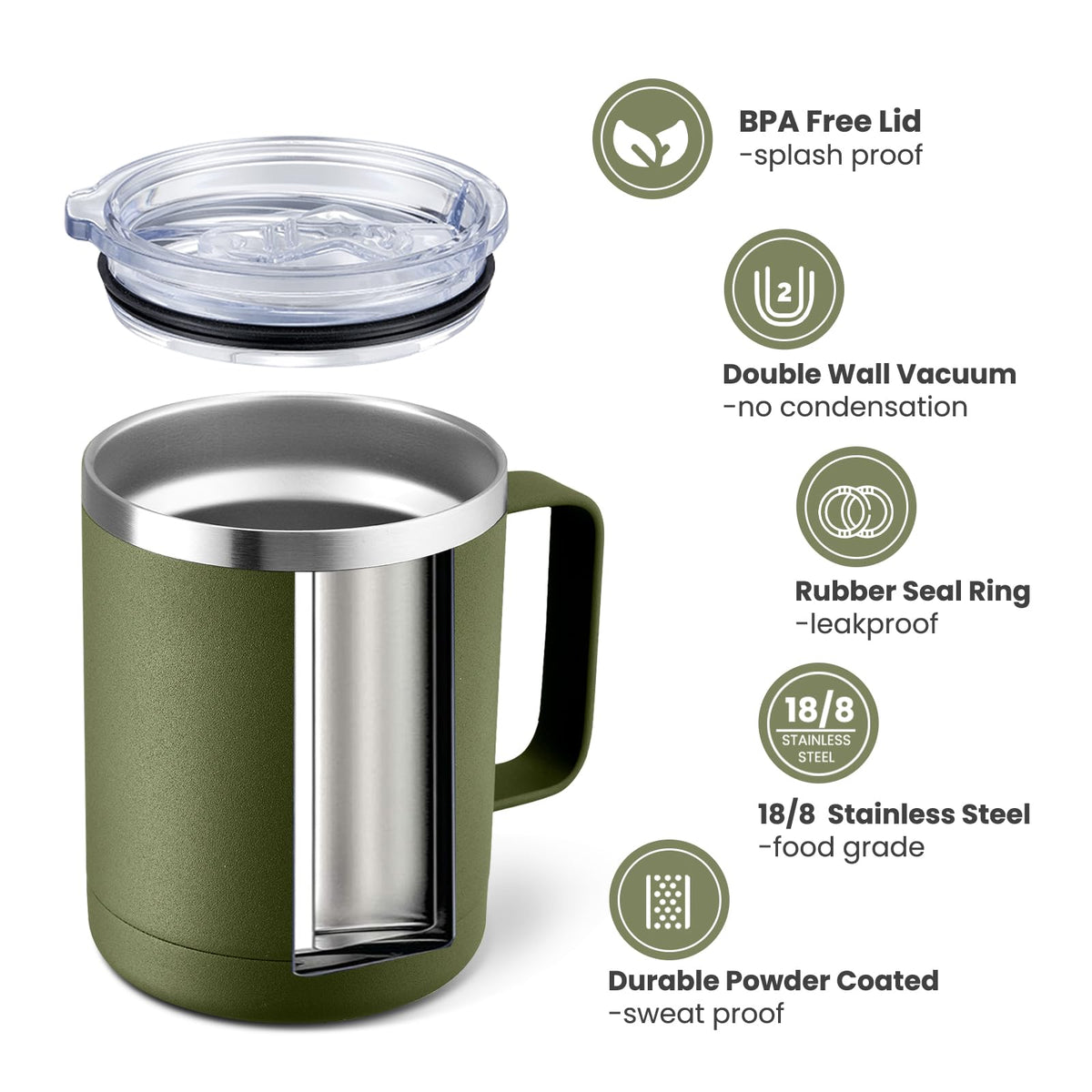 12oz Coffee Mug With Handle 4 Pack Bulk (4 Count)