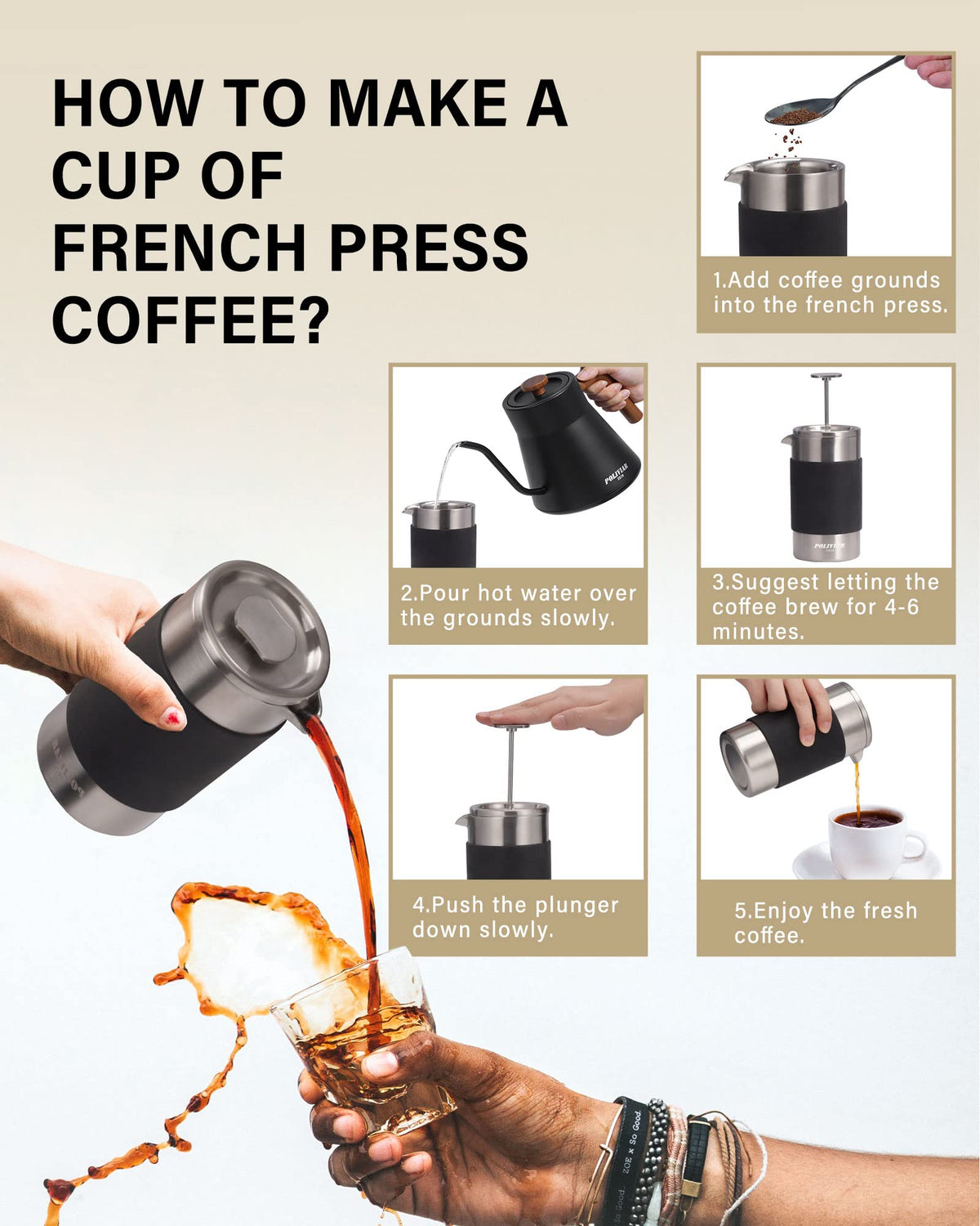 POLIVIAR French Press Coffee Maker