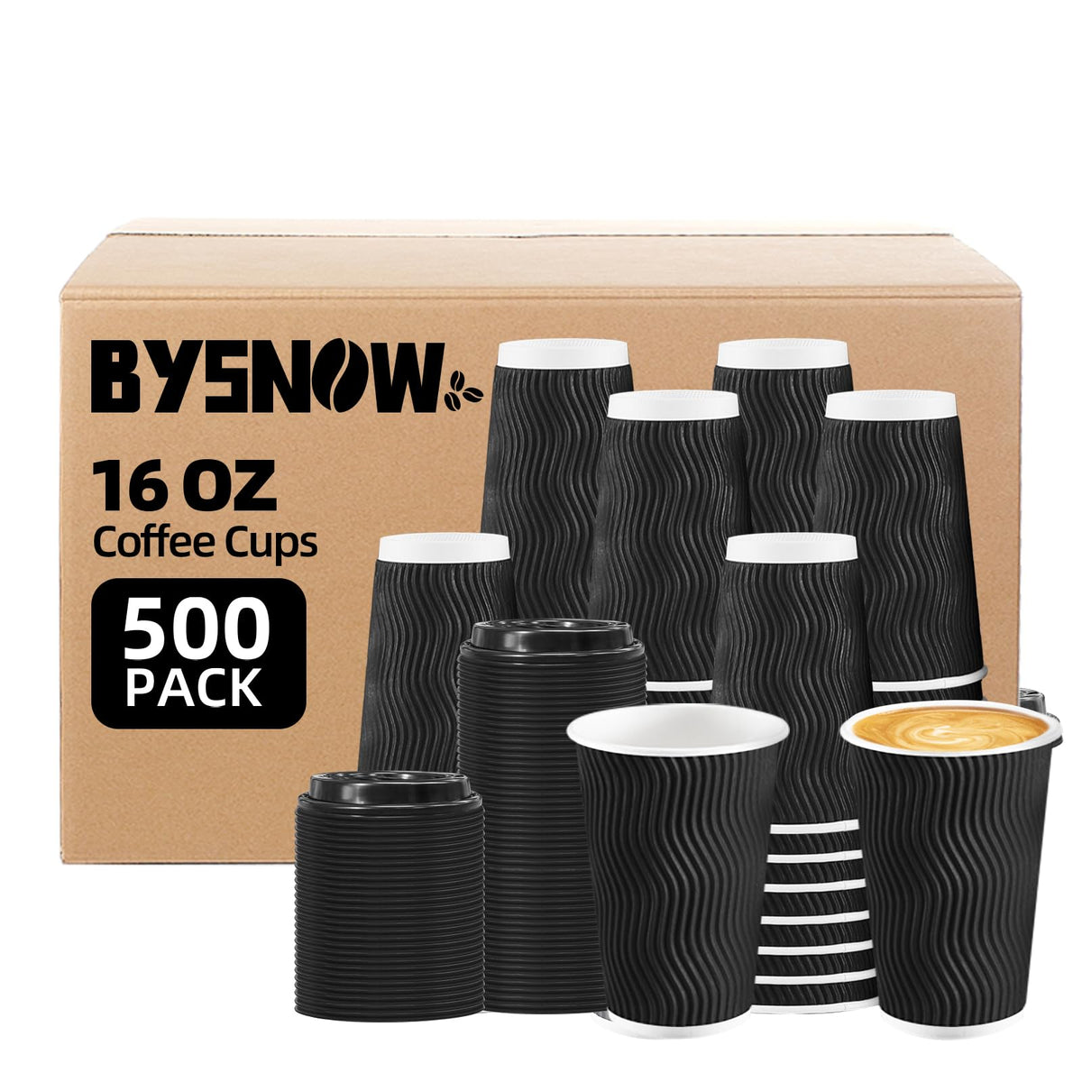 500 Pack 16 oz Coffee Cups with Lids Disposable To Go Paper Cups (500 Count)