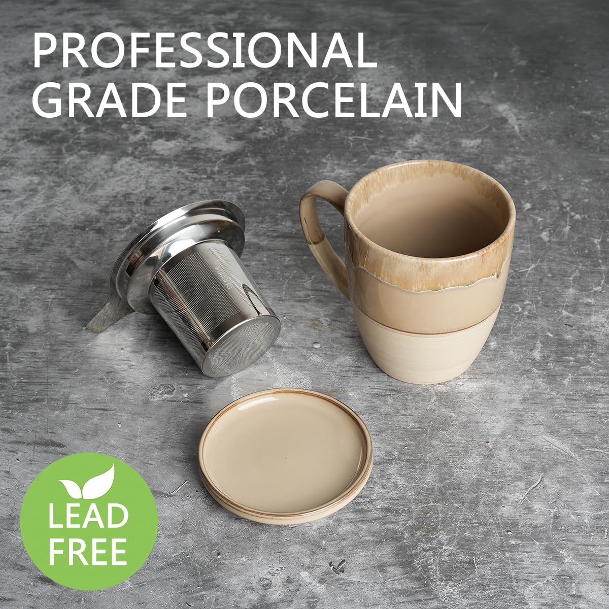 Ceramic Tea Cup with Infuser and Lid