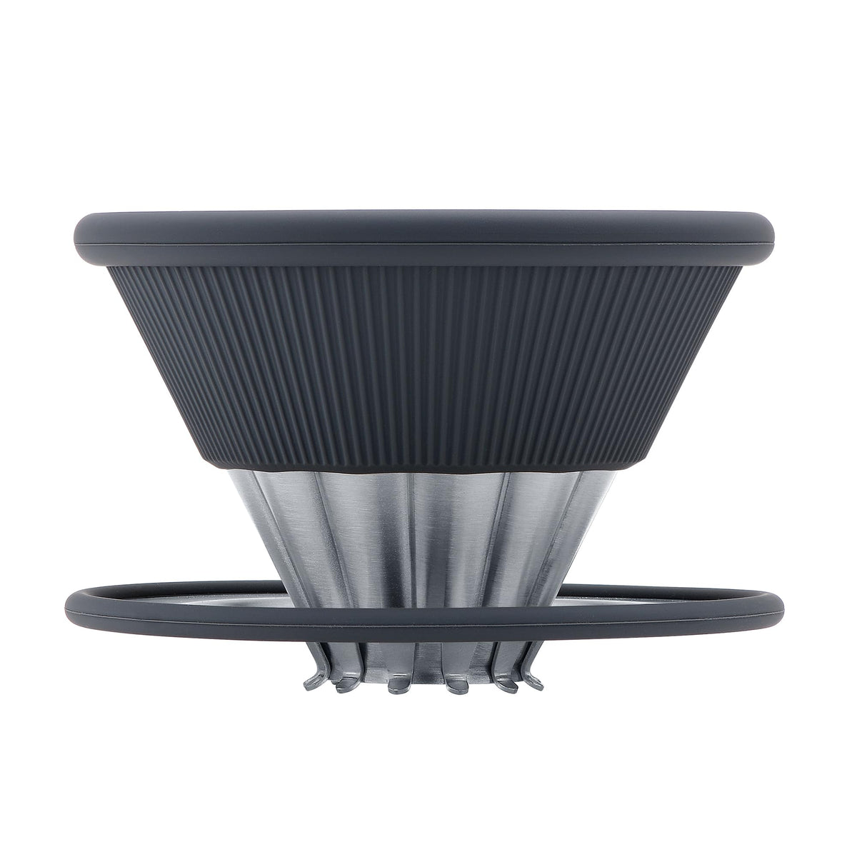 2-in-1 Pour Over Filter Dripper, Single Cup Travel Coffee Dripper, Reusable Metal Filter Brewer for Cone or Flat Paper Filters, 304 Stainless Steel, Silver