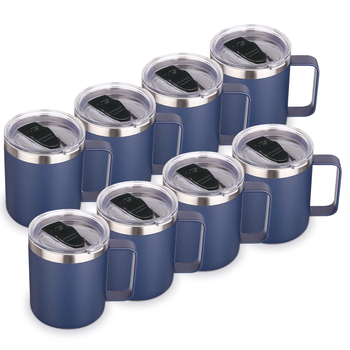 14oz Insulated Stainless Steel Coffee Mug with Lid Bulk 8 Pack (8 Count)