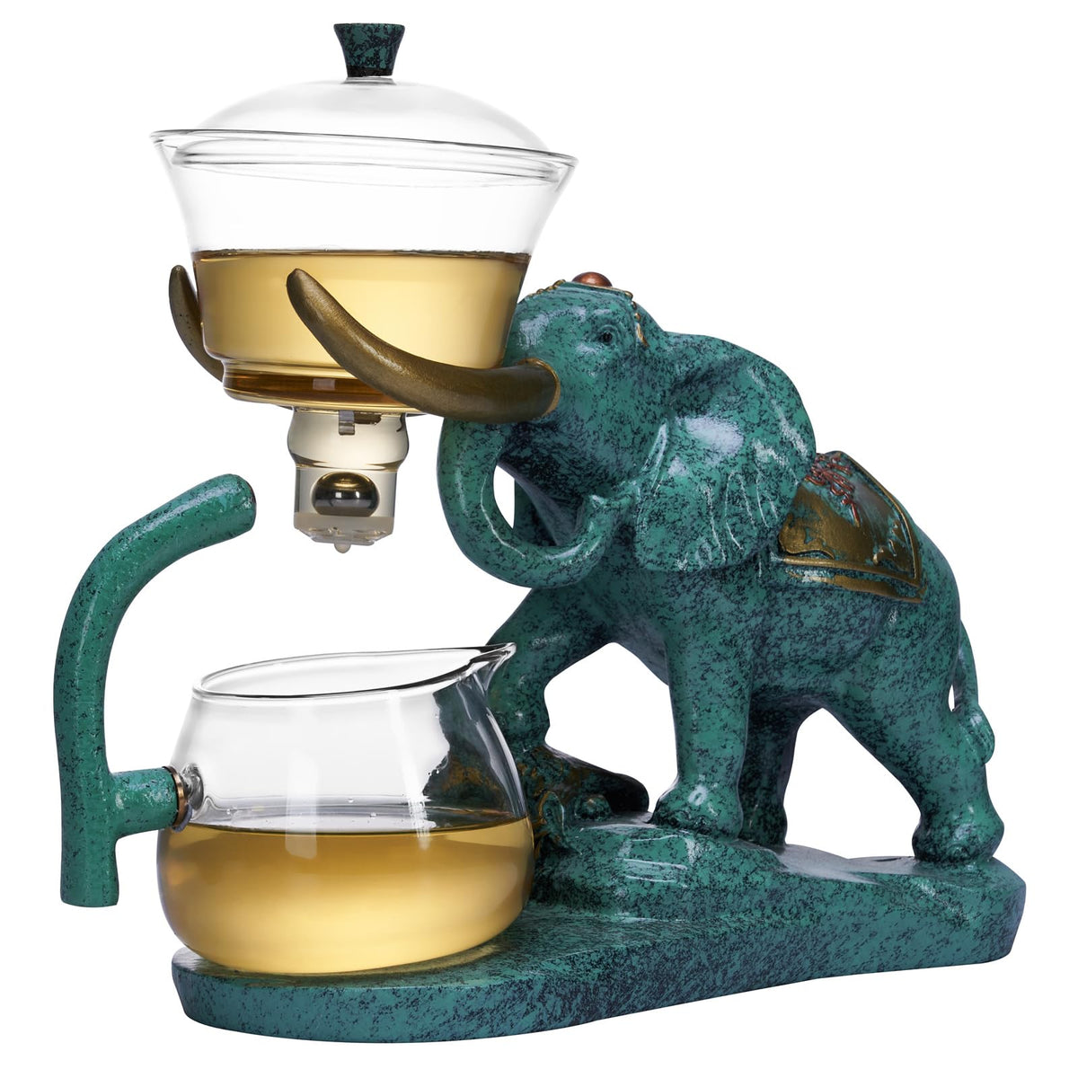 Heat resistant Kungfu Glass Tea Set with Heater Attract Water Diversion Rotating Cover Bowl Lazy Semi
