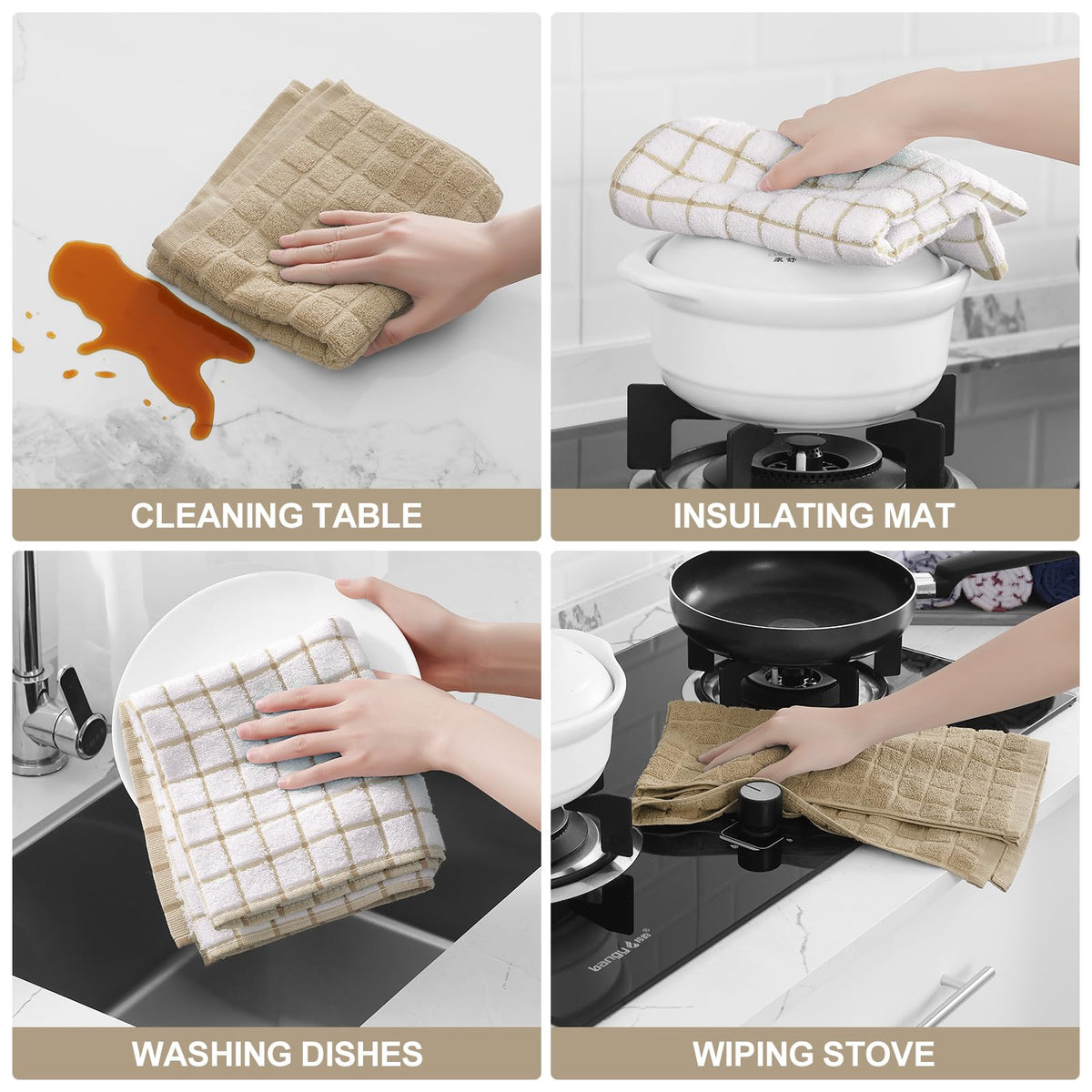 Large Premium Cotton Kitchen Towels 16"x 28" (8 Count)