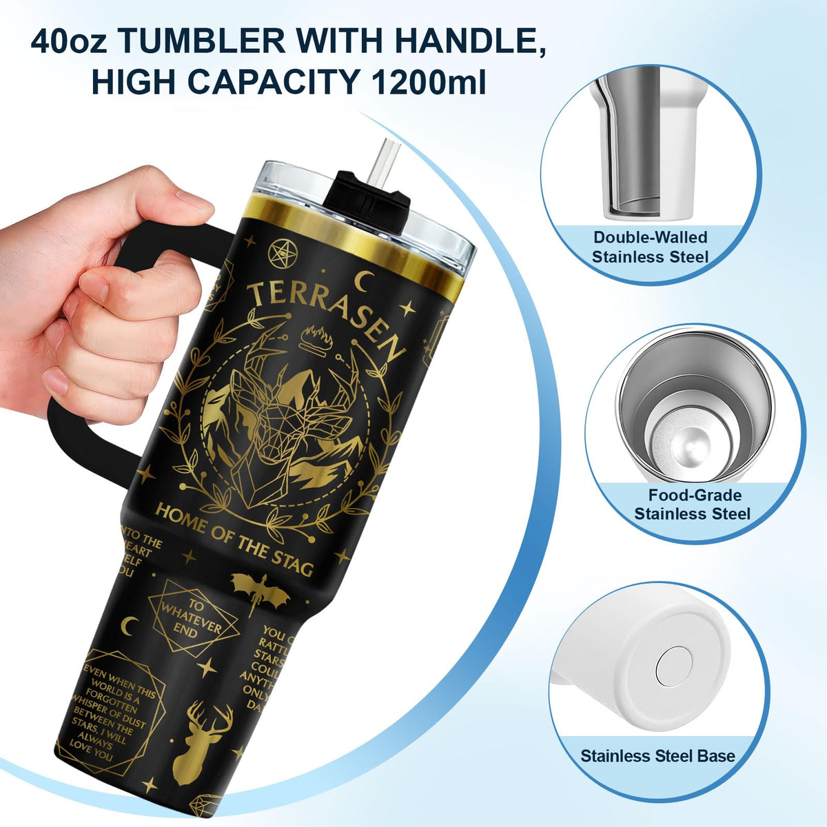 Live Manon Fantasy Book 40 oz Tumbler with Handle