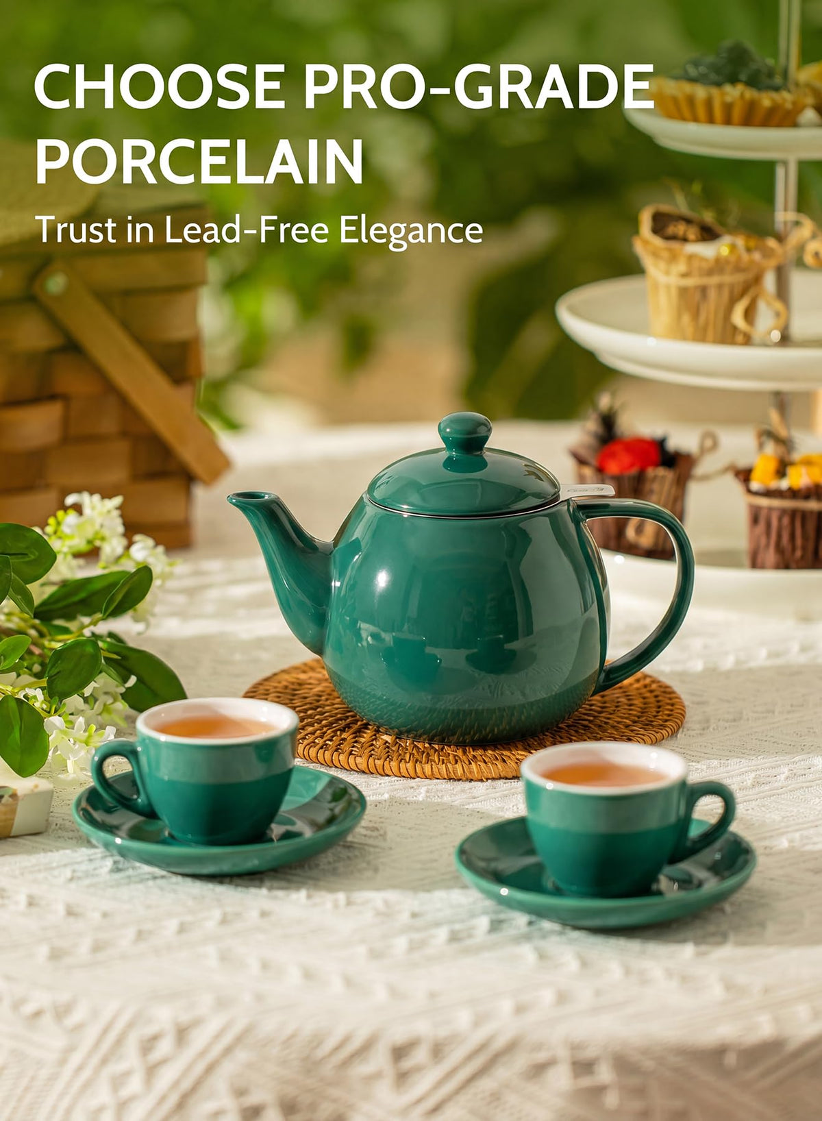 Porcelain Teapot 27 oz with Infuser for Loose Leaf Tea