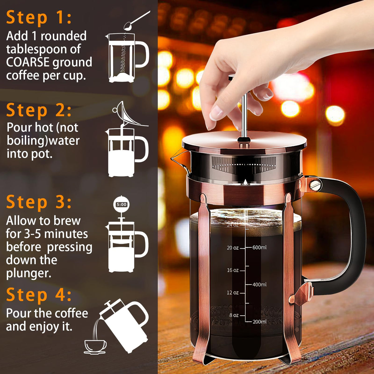 French Press Coffee Maker 304 Stainless Steel Coffee Press