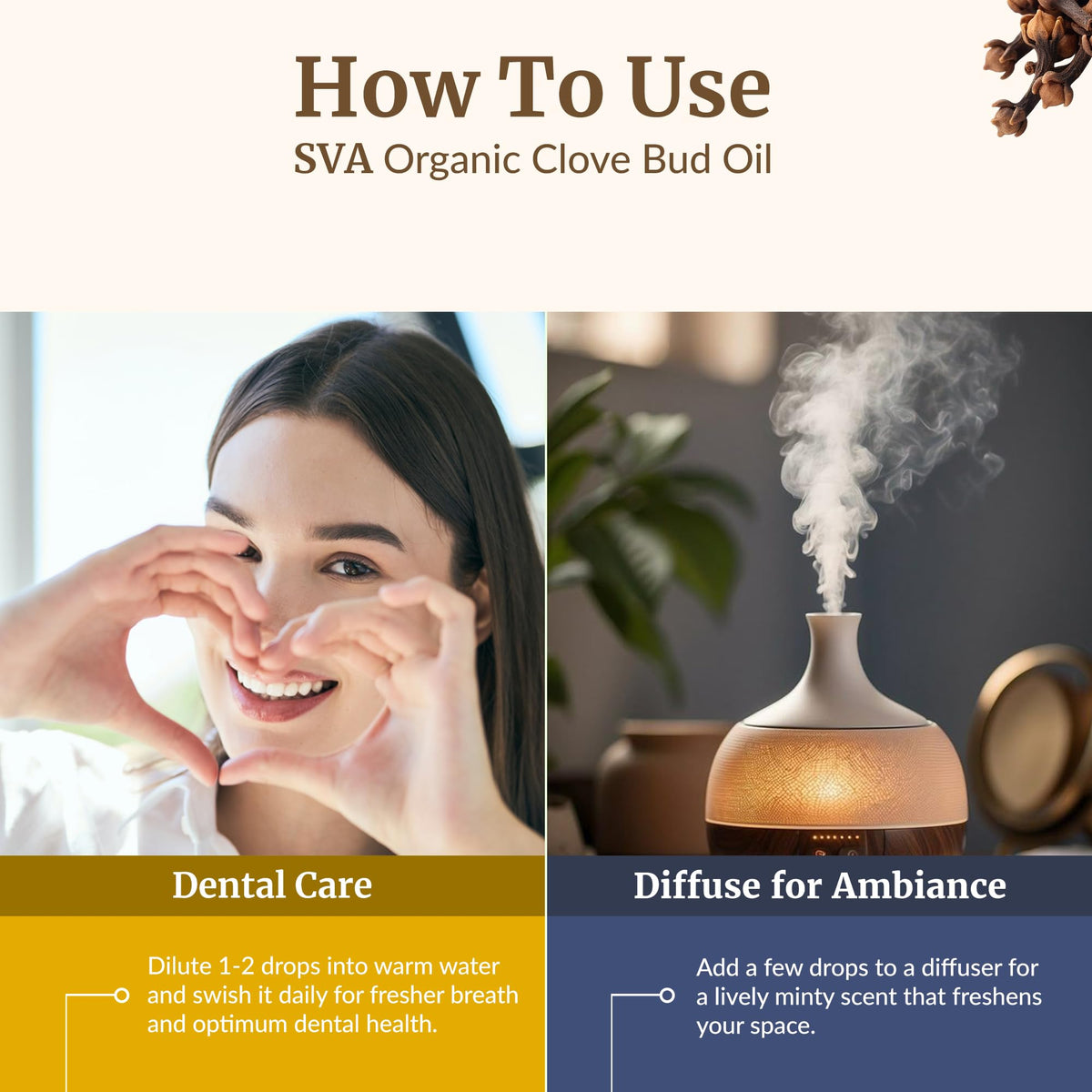SVA Organic Clove Essential Oil with Dropper (4 Fl Oz)