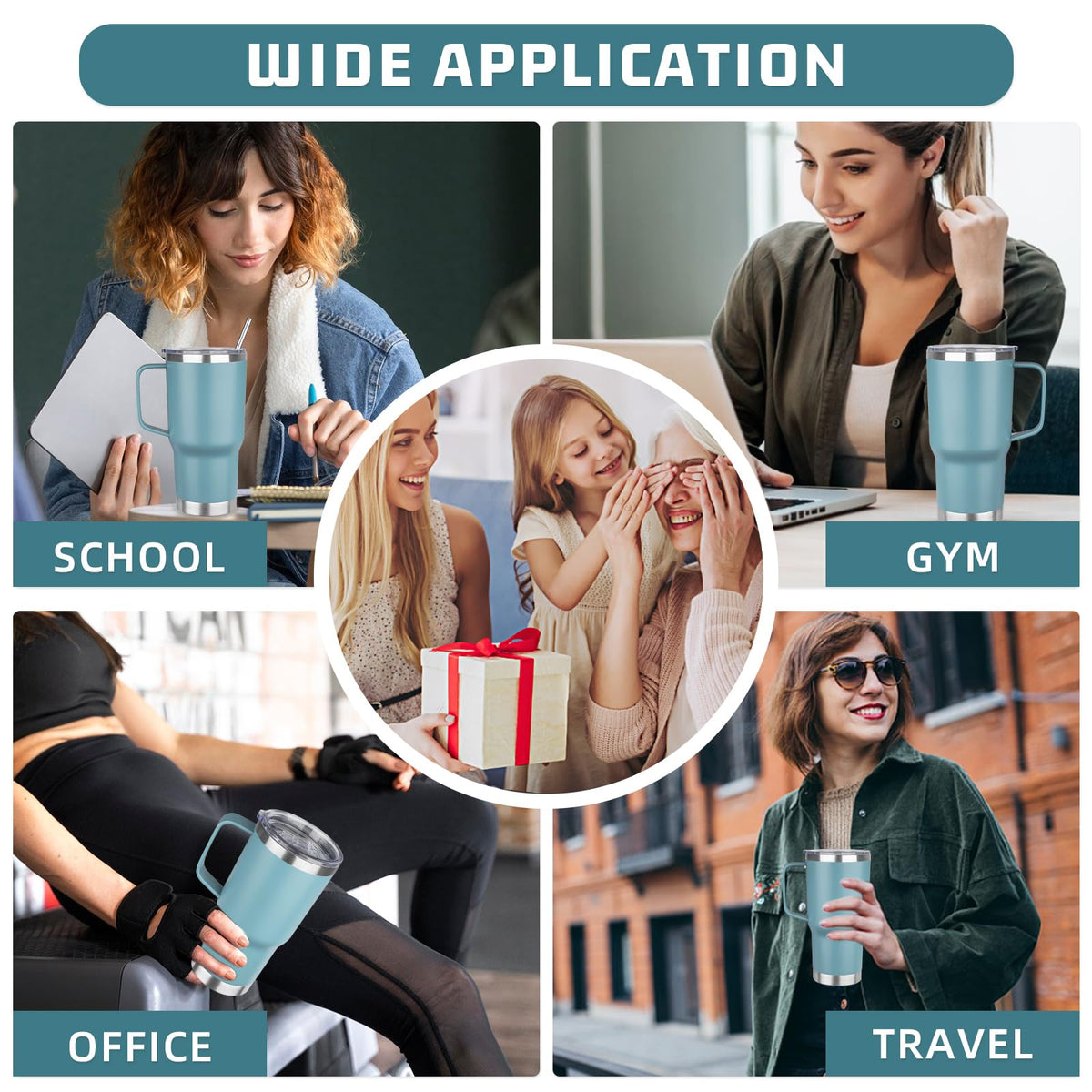 20 oz Tumbler with Handle Stainless Steel Insulated Coffee Mug Tumbler with Lid and Straw Double Wall Vacuum Insulated Coffee Mug Leak Proof Travel Tumbler for Hot and Cold Drink
