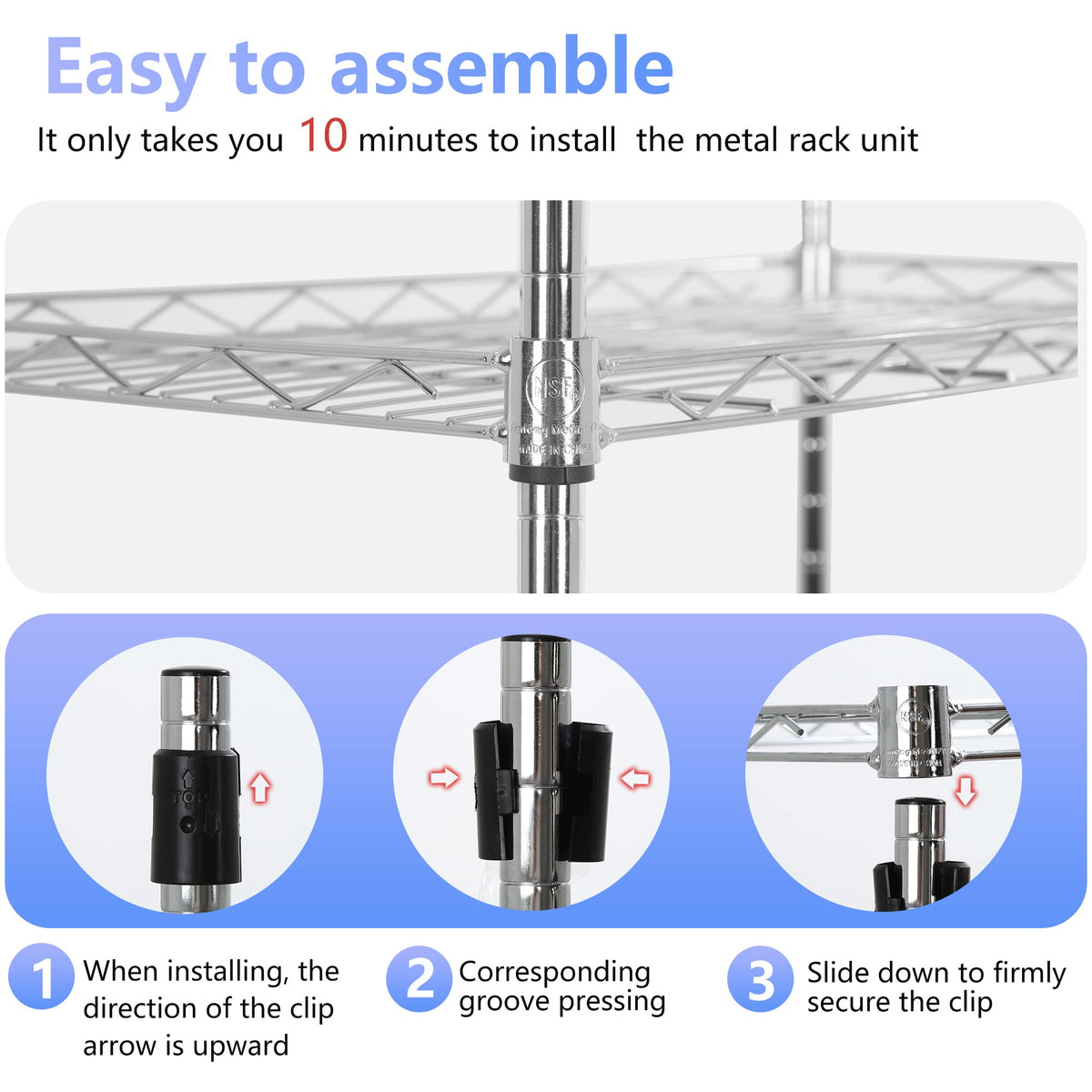 3 Tier Wire Shelving Units Metal Storage Rack 23L x 13W x 30H Adjustable Pantry Shelves NSF Kitchen Shelf for Kitchen Garage Small Places Commercial