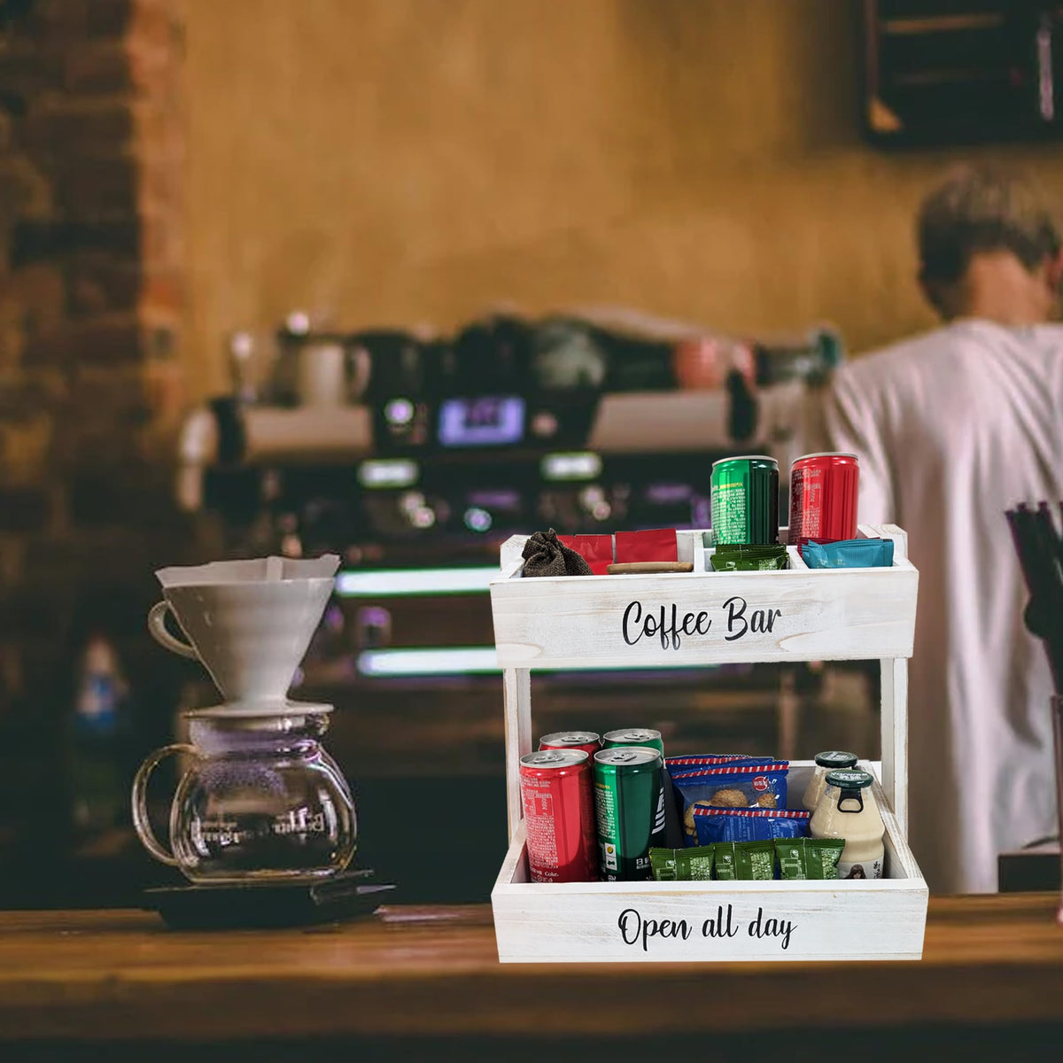 White Coffee Bar Accessories Organizer and Storage