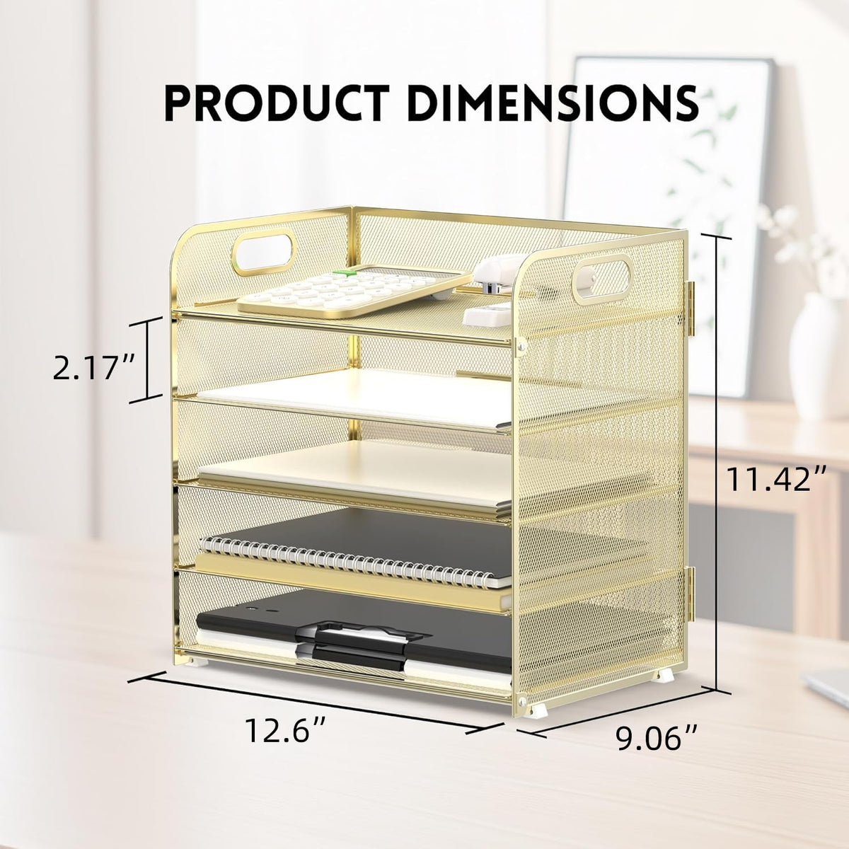 5 Trays Paper Organizer Letter Tray with Handle