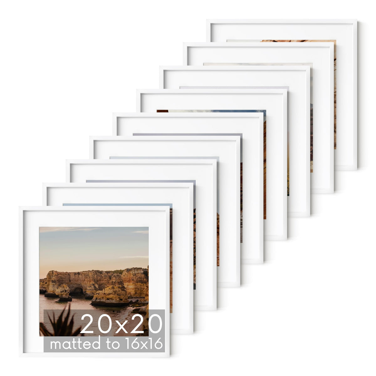 20x20 White Aluminum Frame Set of 9
