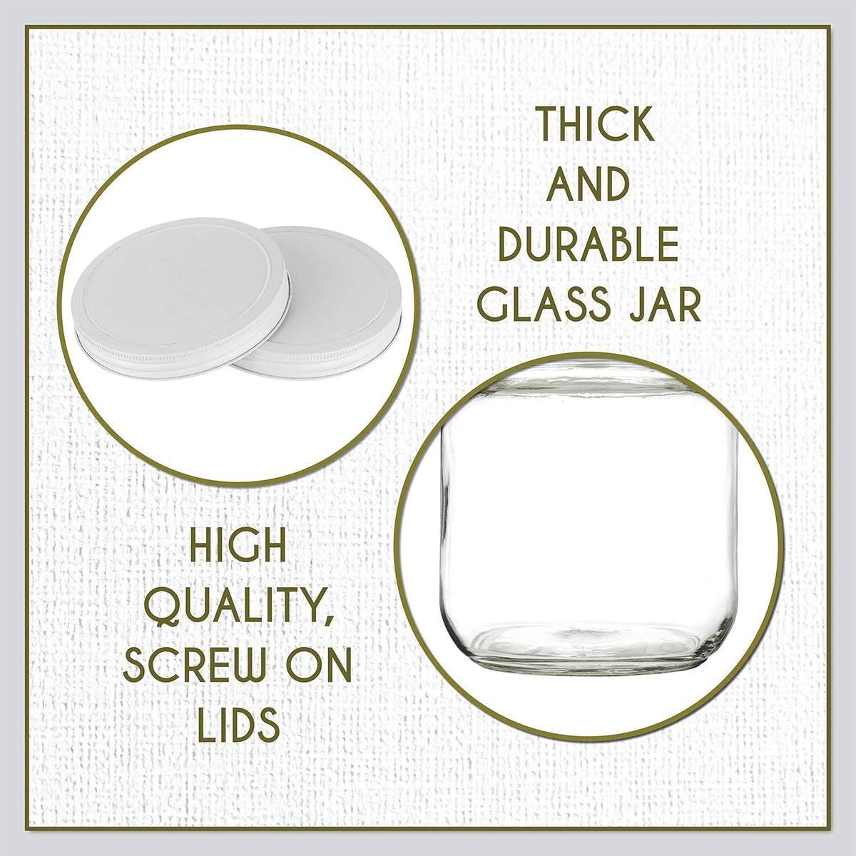 Half Gallon Mason Jar Wide Mouth with Airtight White Metal Lid