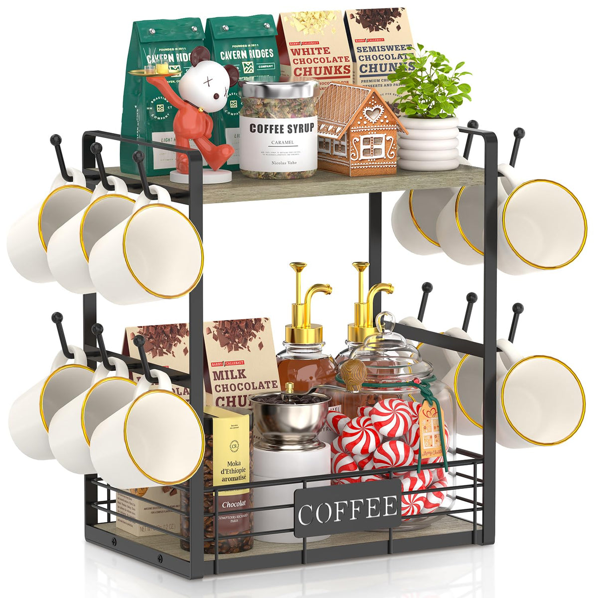 Coffee Mug Cup Holder Tree Bar Station Organizer
