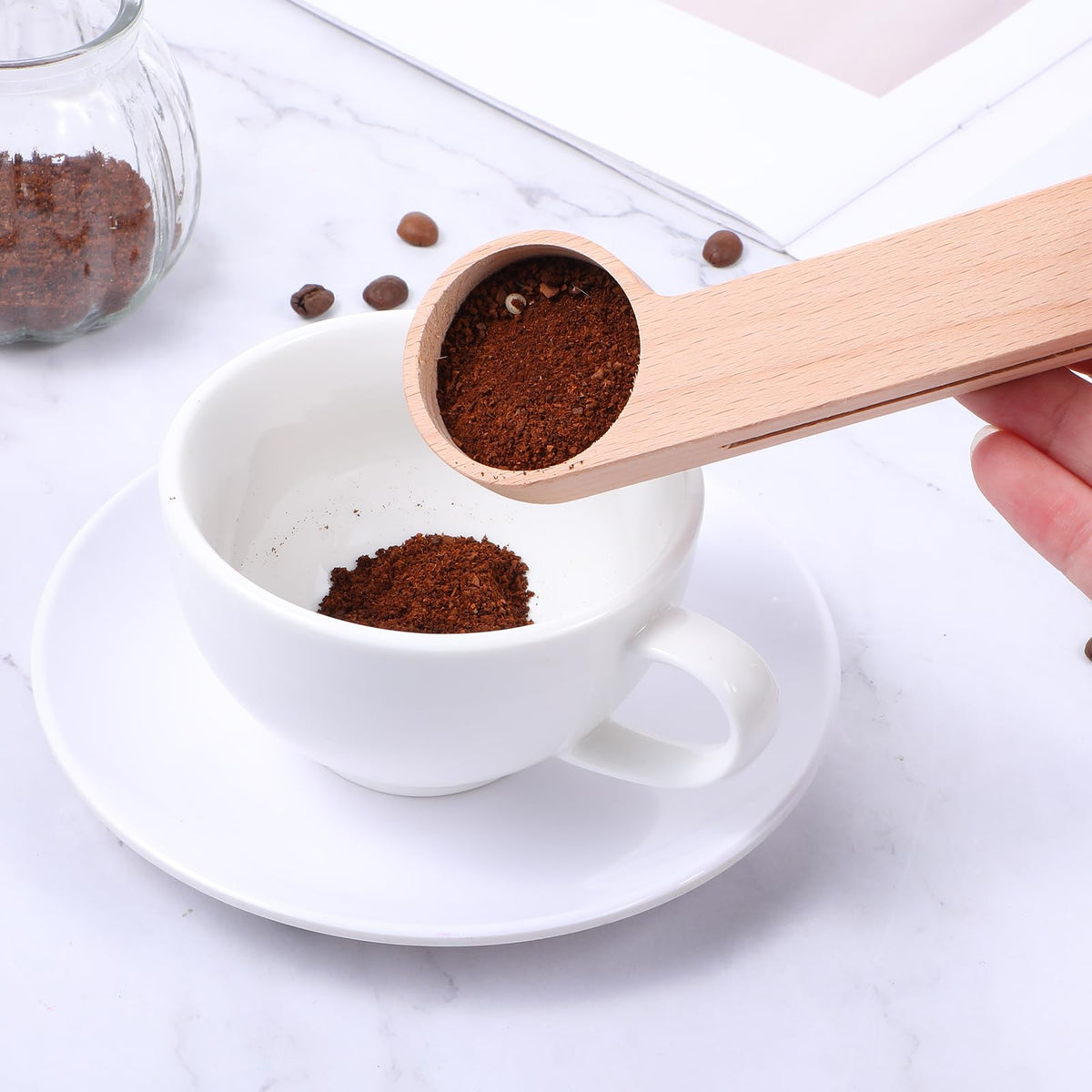 12 Pcs Wooden Coffee Scoop&Bag Clip (12 Count)