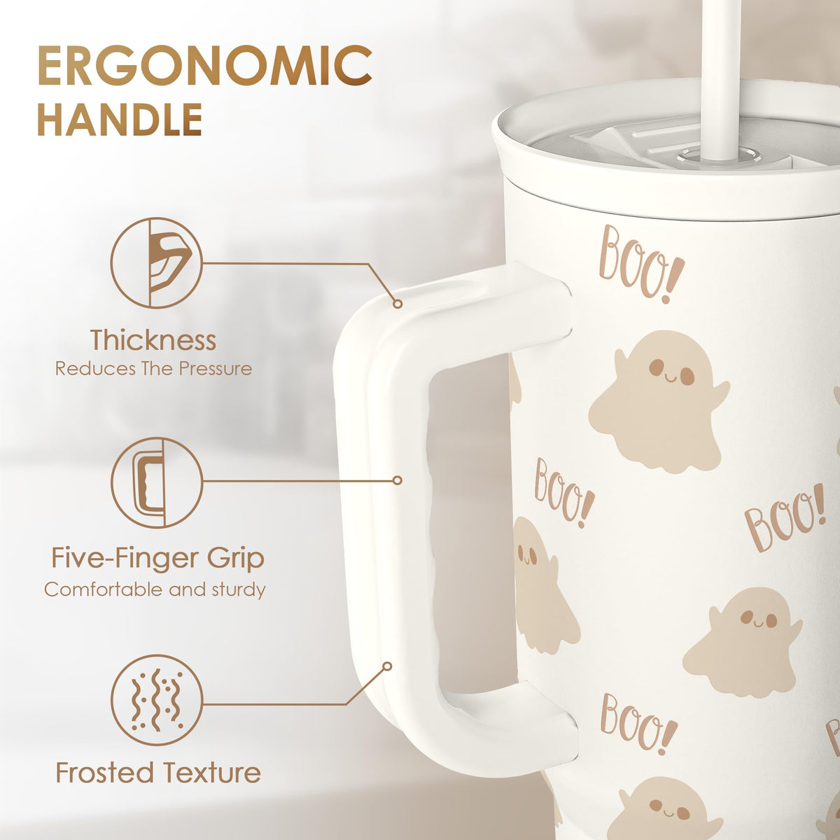 Boo Tumbler with Handle and Straw 40oz