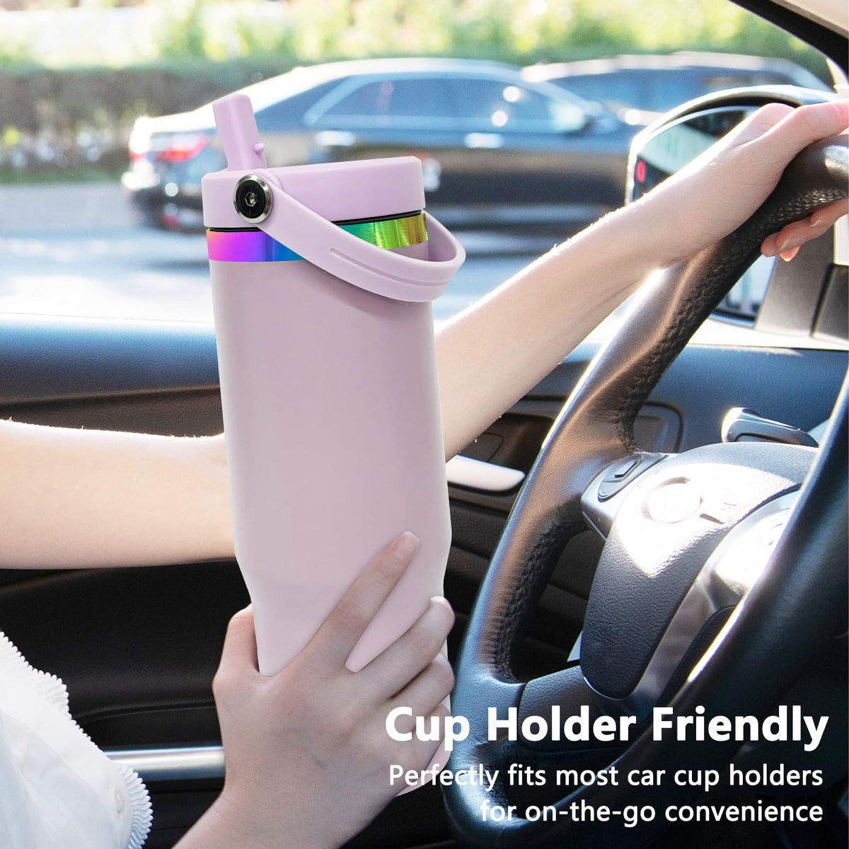 30 oz Tumbler Bulk with Top Handle and Flip Straw Purple