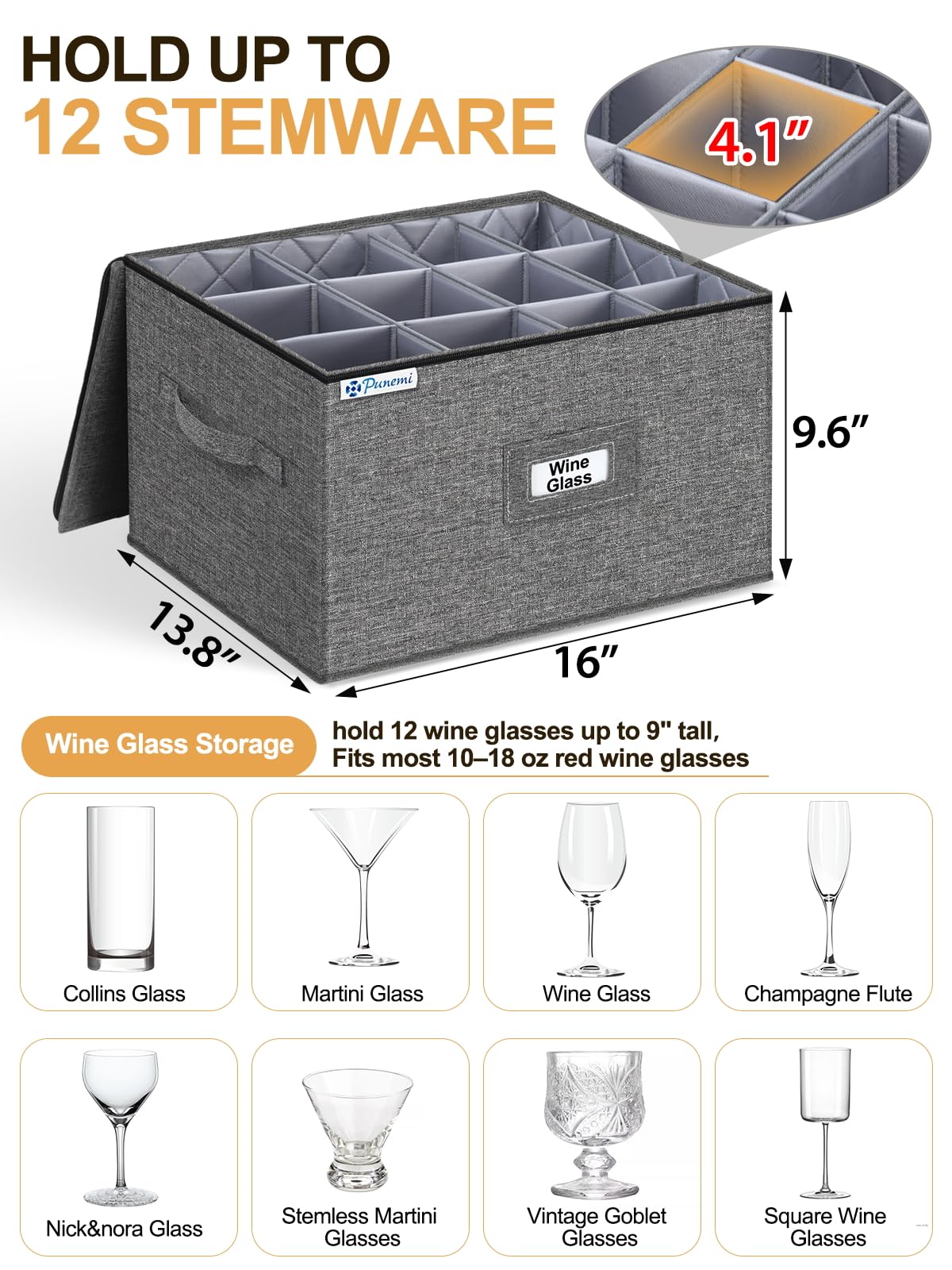 Wine Glass Storage Box for 24 Glasses (2 Count)