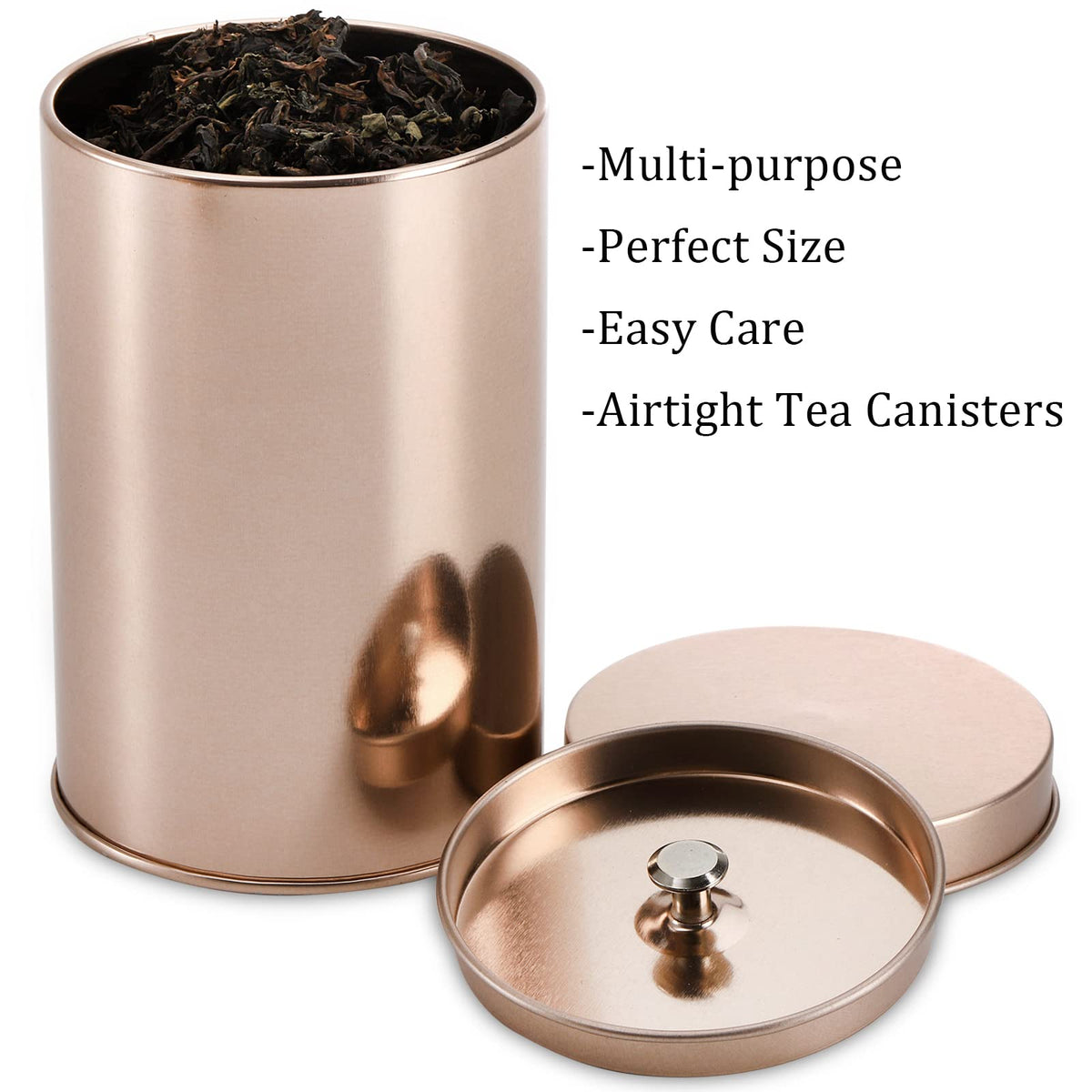 6 Pack Tea Tin Canister with Airtight Double Lids (6 Count)