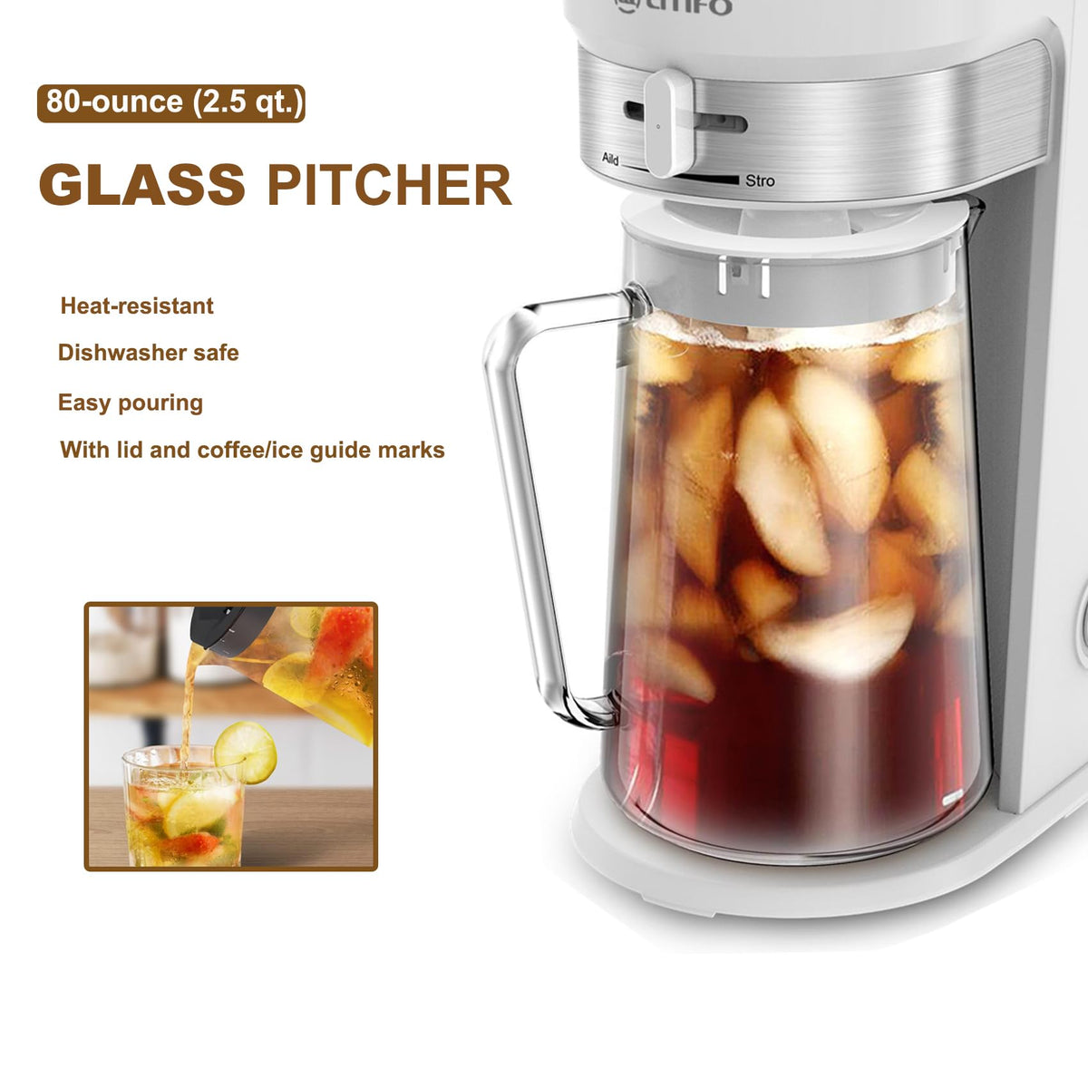 Iced Tea Maker and Iced Coffee Maker Brewing System with 2.5