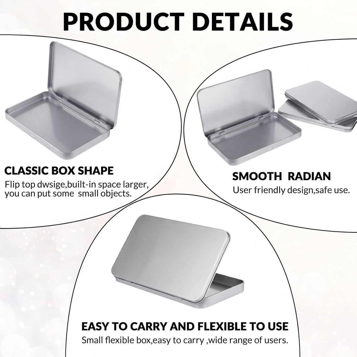 10 Pack Metal Tin Boxes with Hinged Lids (10 Count)