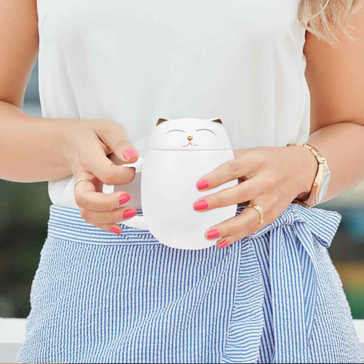 Liywall Ceramic Tea Mug with Infuser and Lid