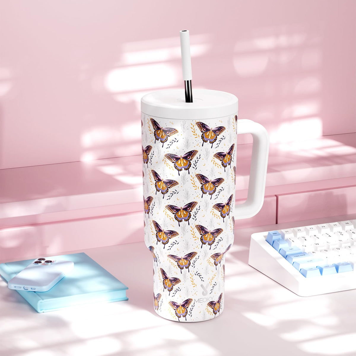 40 oz Tumbler with Handle and Straw