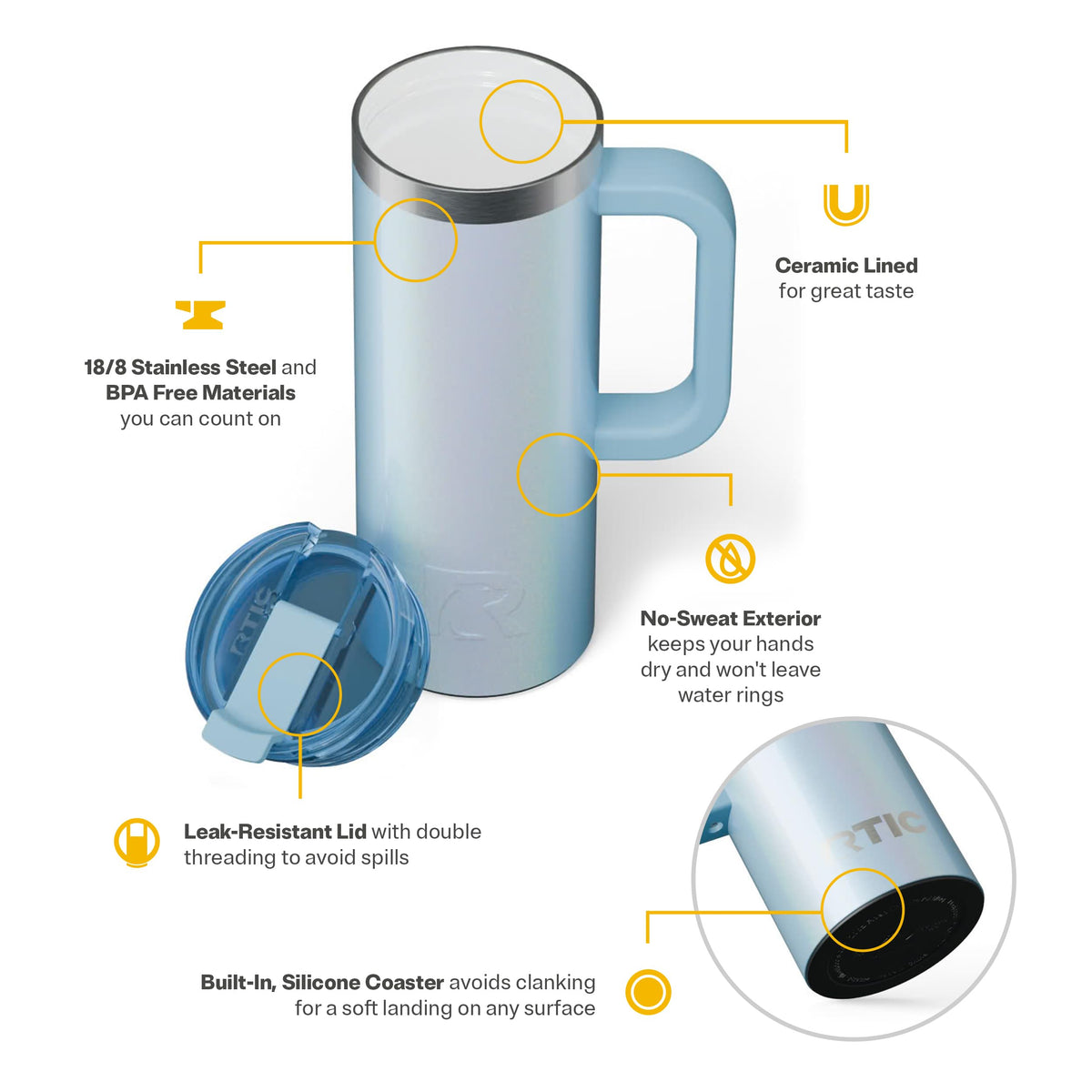 20oz Road Trip Travel Mug with Lid and Handle