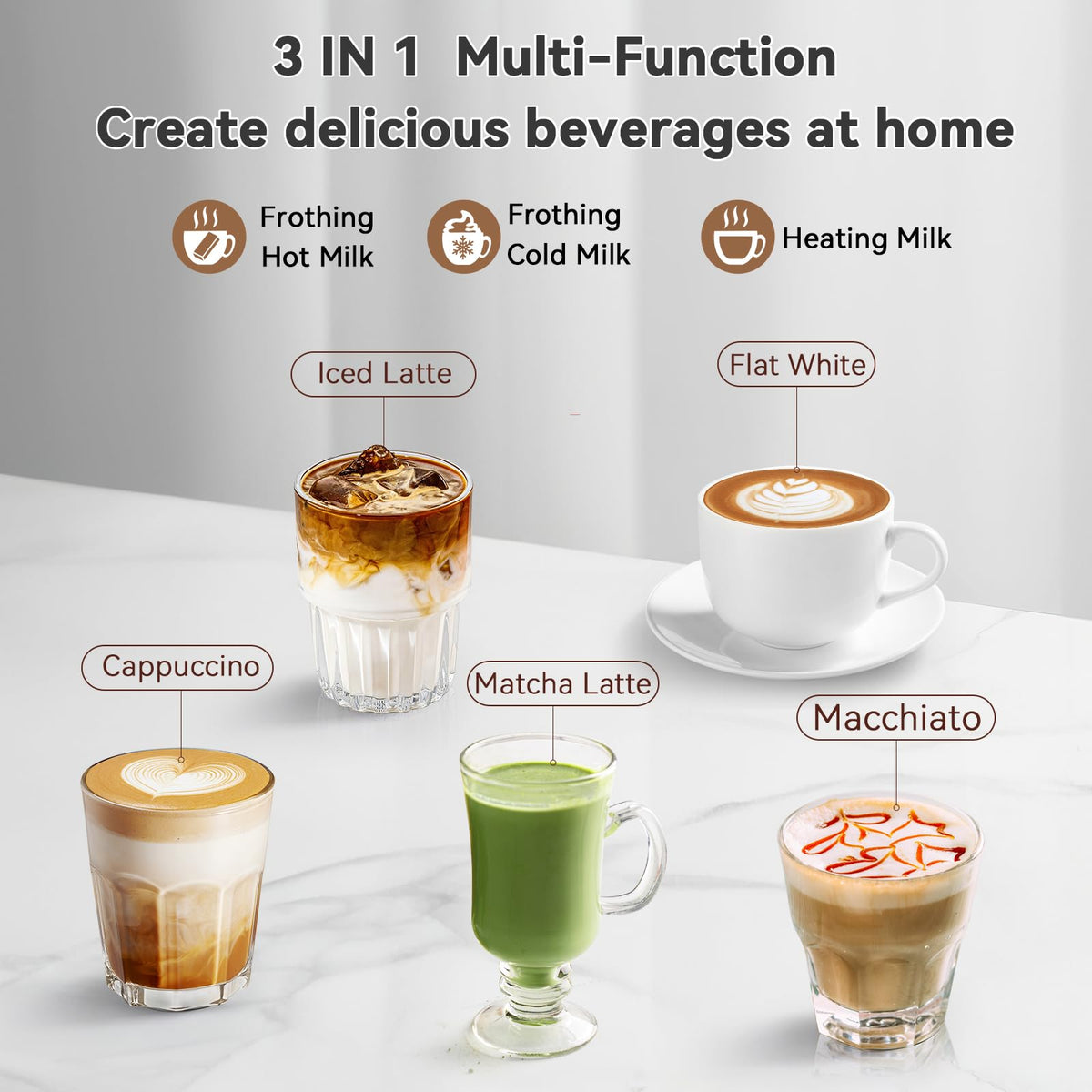 Milk Frother Electric Milk Steamer Stainless Steel