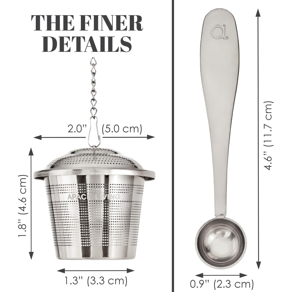 Tea Infuser Set of 2 with Tea Scoop & Drip Trays