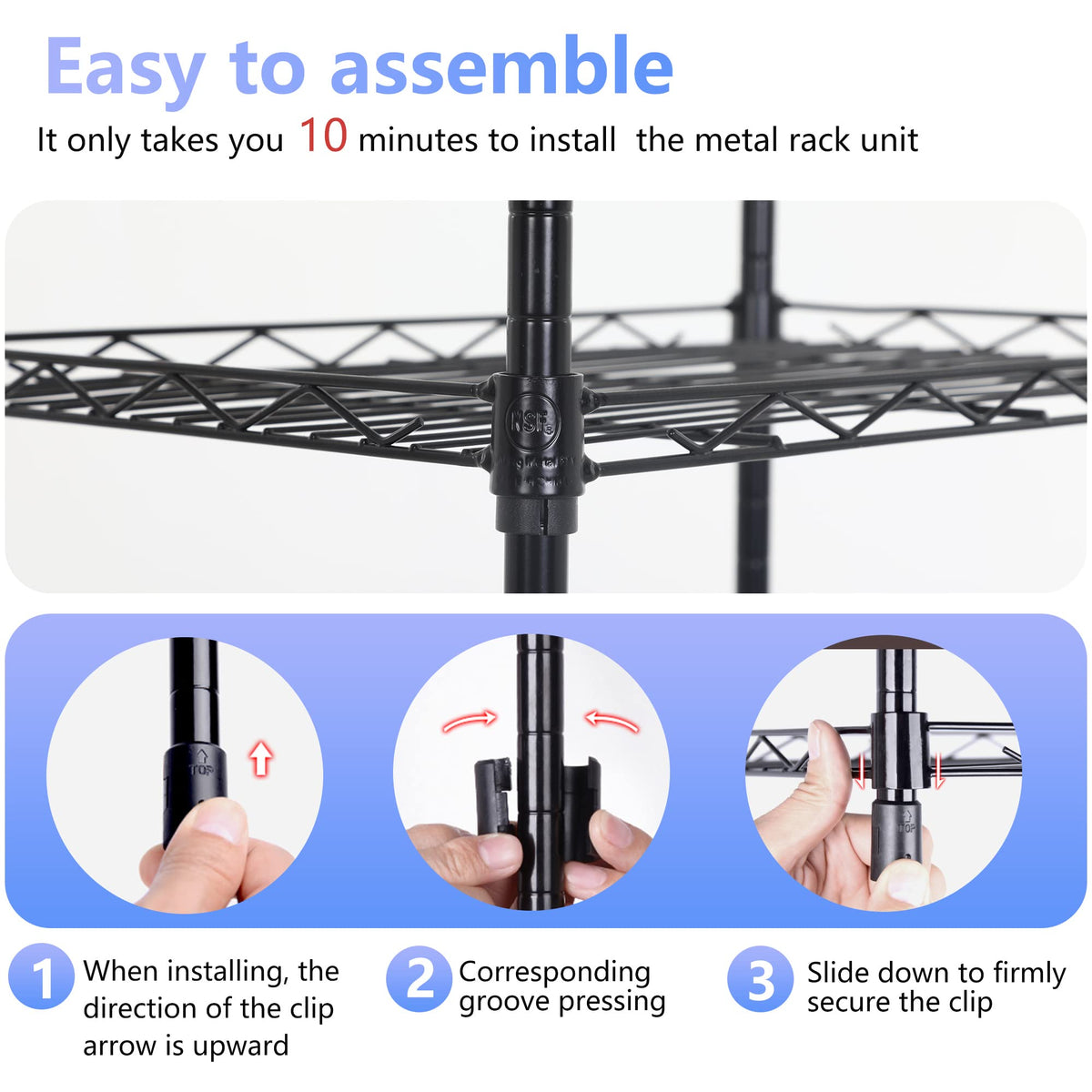 Wire Shelving Units Adjustable Metal Storage Rack 23D x 13W x 30H 3 Tier Pantry Shelves NSF Kitchen Shelf for Kitchen Garage Commercial Small Places