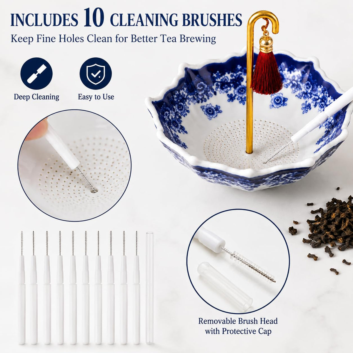 Ceramic Umbrella Tea Strainer for Loose Leaf Tea
