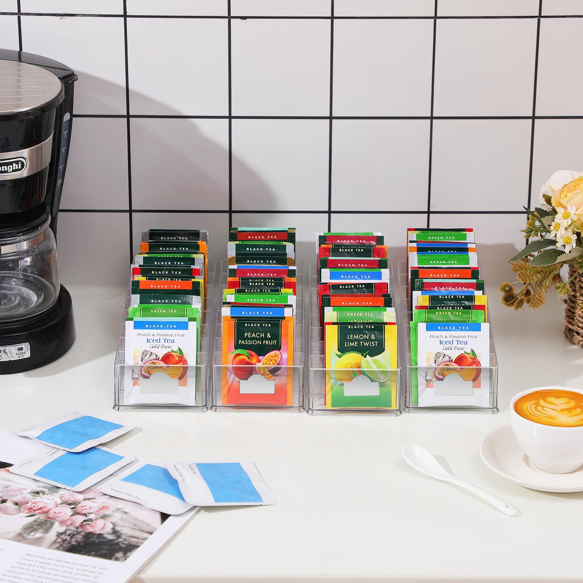 1 Pcs Tea Bag Storage Acrylic Clear Tea Drawer Organizer for Drawers