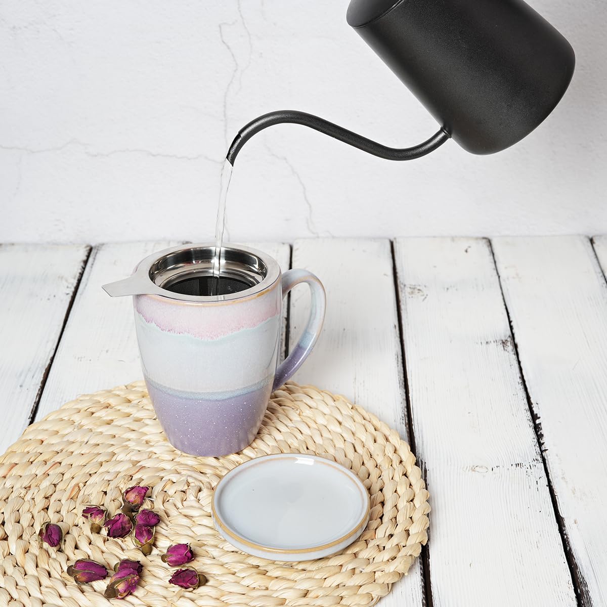 Ceramic Tea Cup with Infuser and Lid
