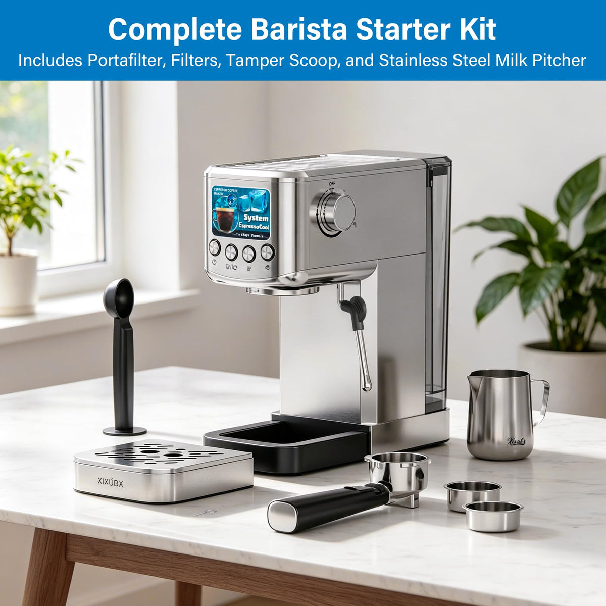 Cold Brew Espresso Maker with Milk Frother for Cappuccino & Latte