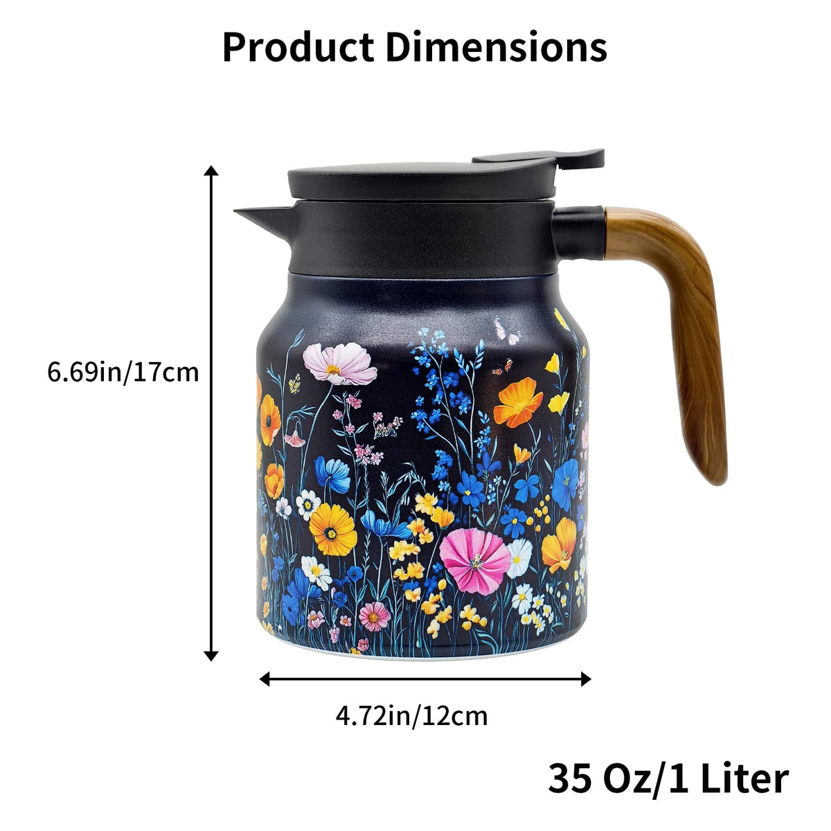 Stainless Steel Vintage Floral Tea Pot with Infuser