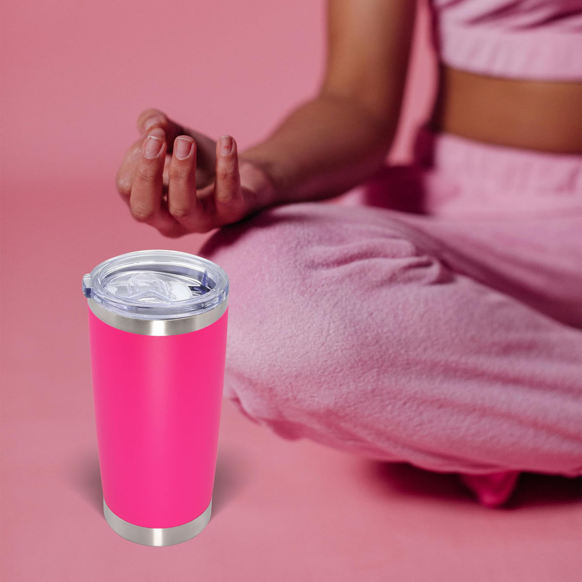 20oz Tumbler with Lid Stainless Steel Tumblers Insulated Mug Hot Pink 12P (12 Count)