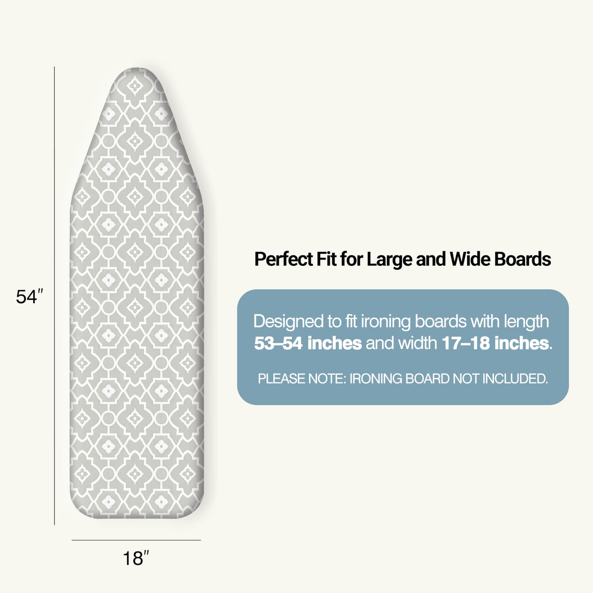 Ironing Board Cover and Pad 18"x54" Extra Thick Natural Cotton Scorch & Stain Resistant Iron Board Cover Extra large Iron Board Cover with Fasteners Heavy Duty Heatproof Elastic Edge Geometric