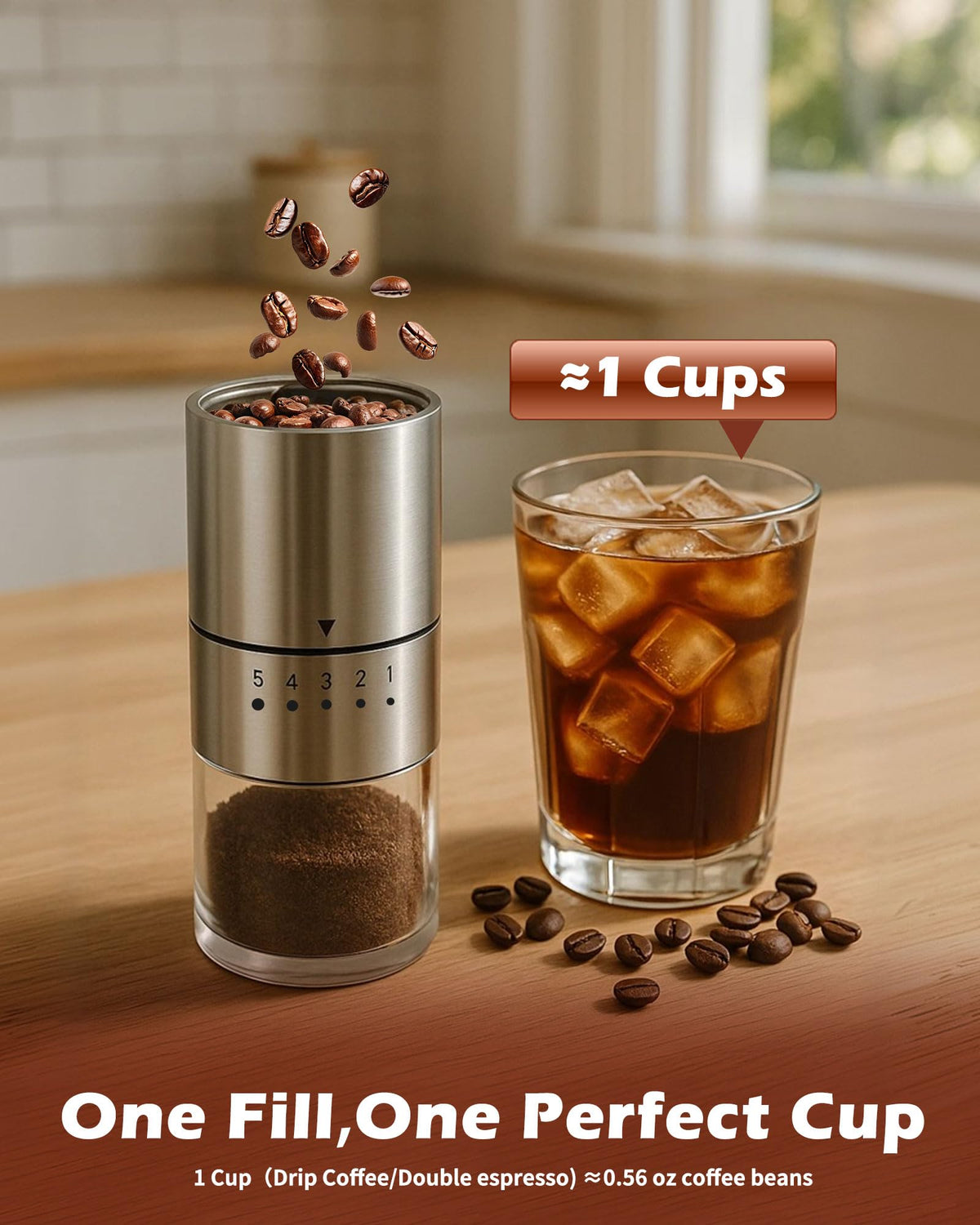 Stainless Steel Burr Manual Coffee Grinder For Drip