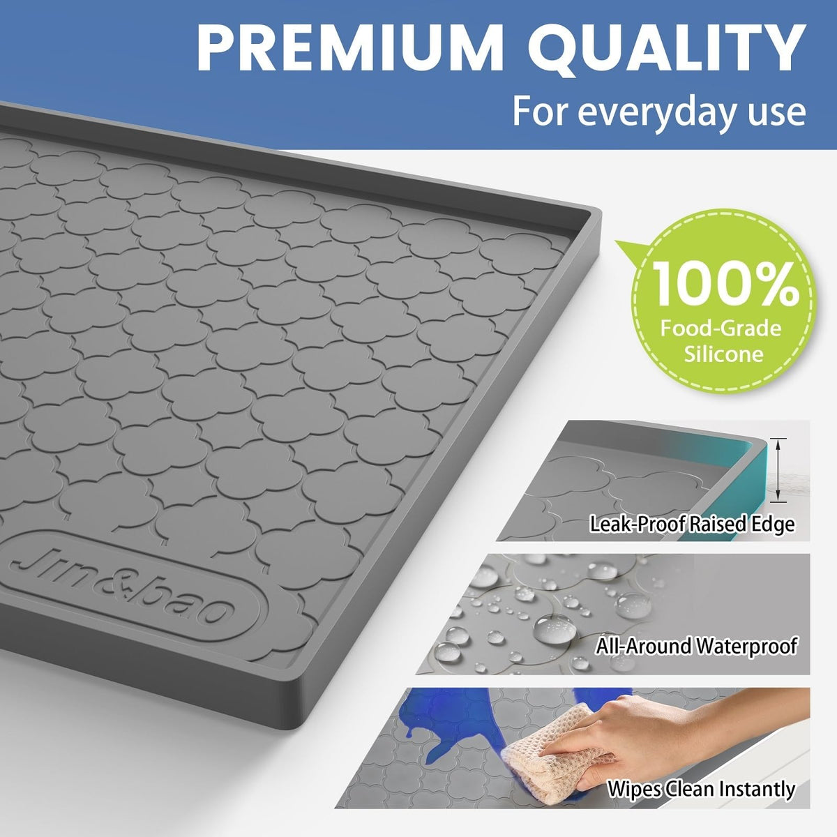 Under Sink Mat 31" x 22" Waterproof Silicone Cabinet Kitchen Liner