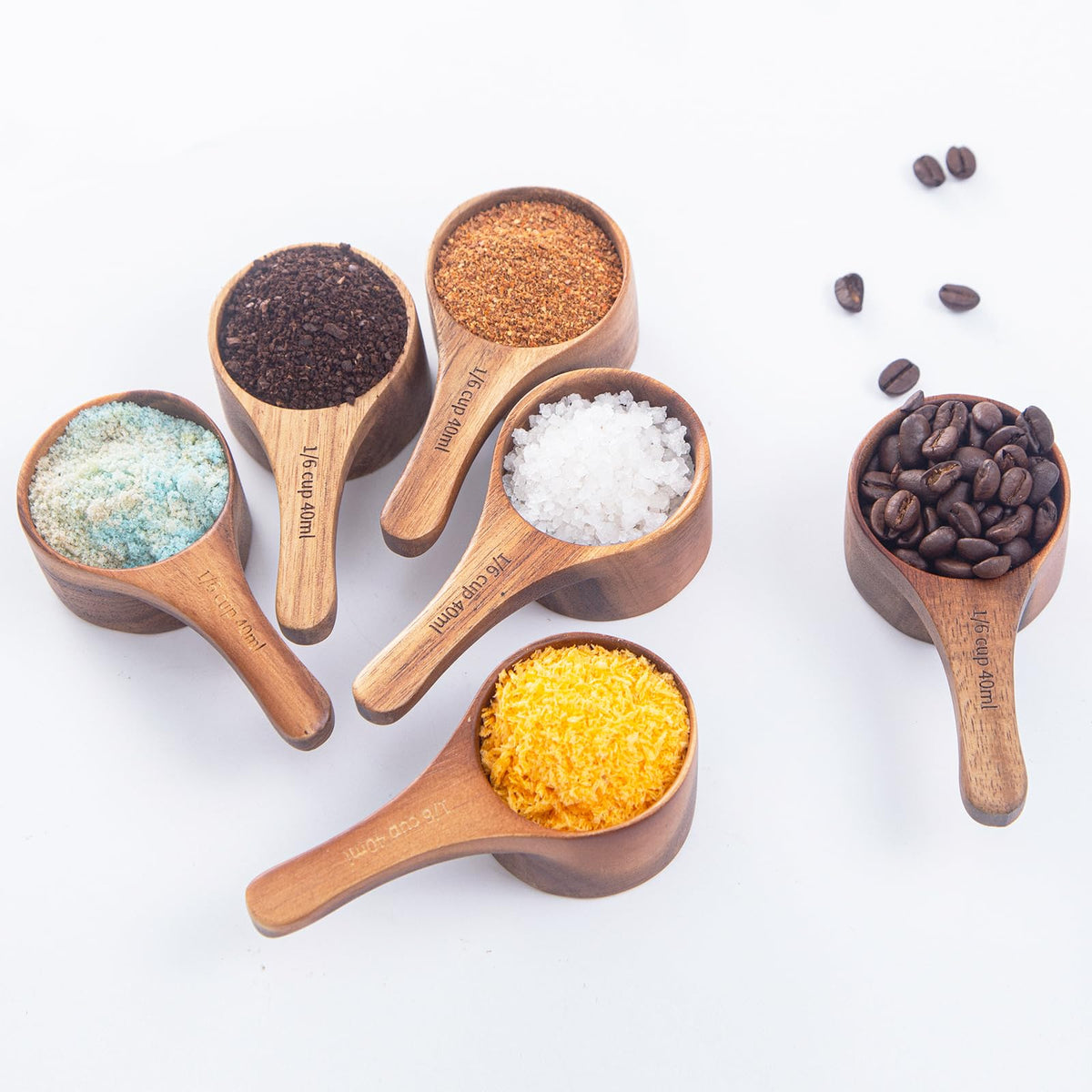 Wooden Scoops for Canisters Wooden Scoops for Jars Measuring Spoons for Ground Coffee Scoop 6pcs Small Wood Scoop Kitchen Scoop Coffee Measuring Spoon for Salt Laundry Detergent (6 Count)